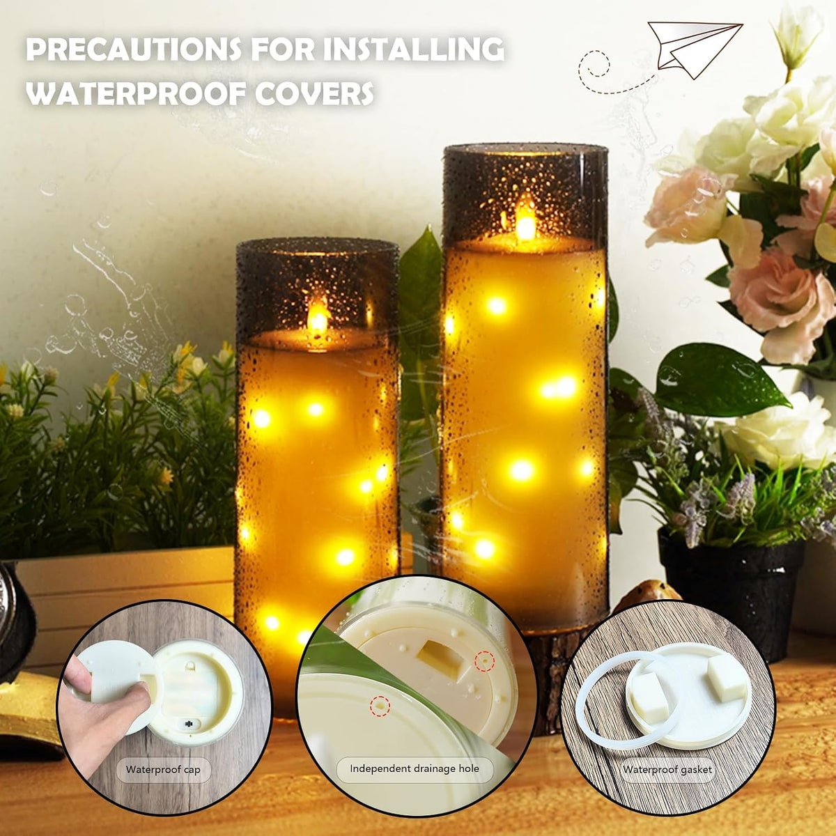 kakoya 11" x 4" Large Outdoor Waterproof Flameless LED Candles with Remote and Timer,Acrylic Pillar Candles Battery