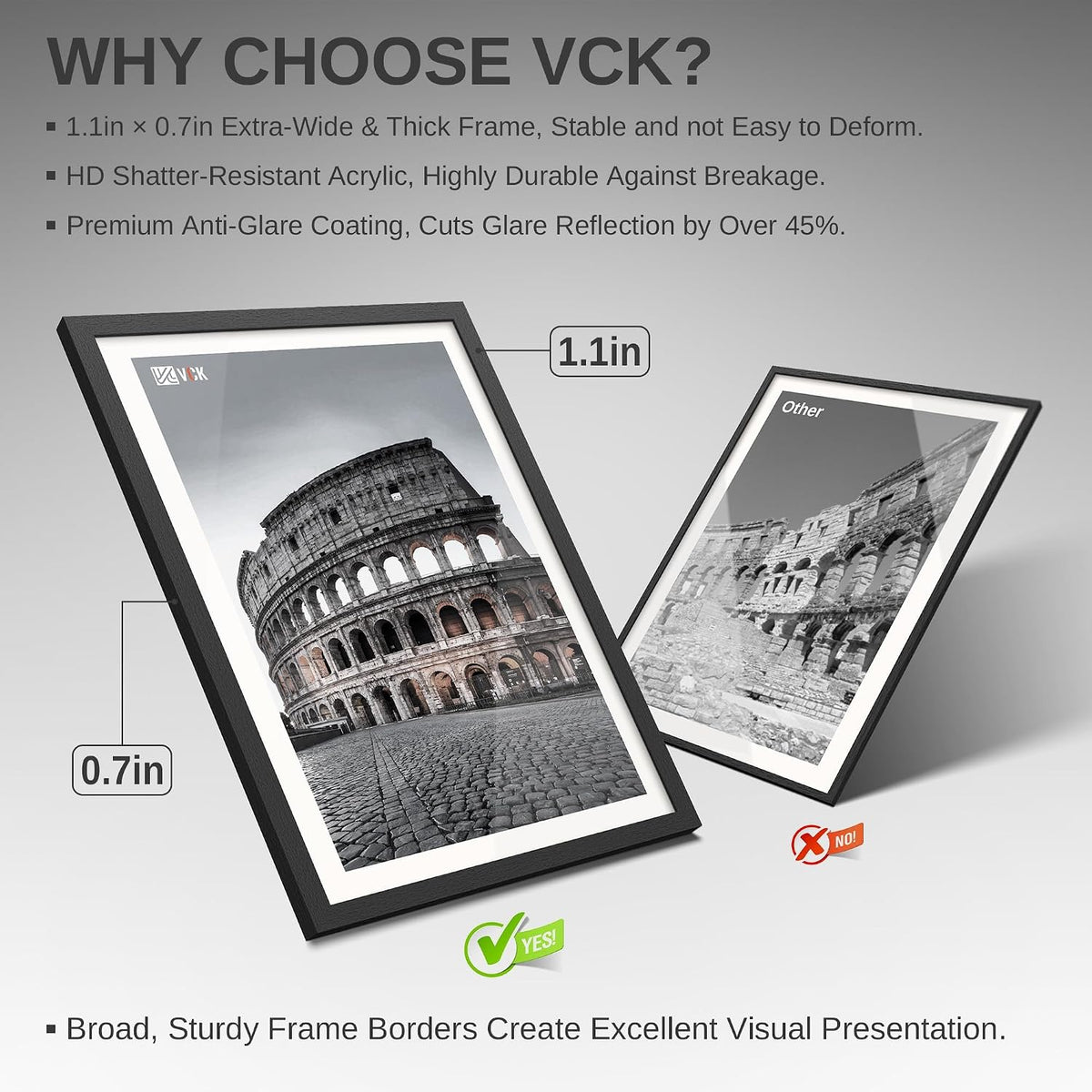 VCK 22.375x34 Poster Frame Black 4 Pack, Wide Thick Wood Border, for Print | Exclusive Woodgrain, Wall Hanging, HD