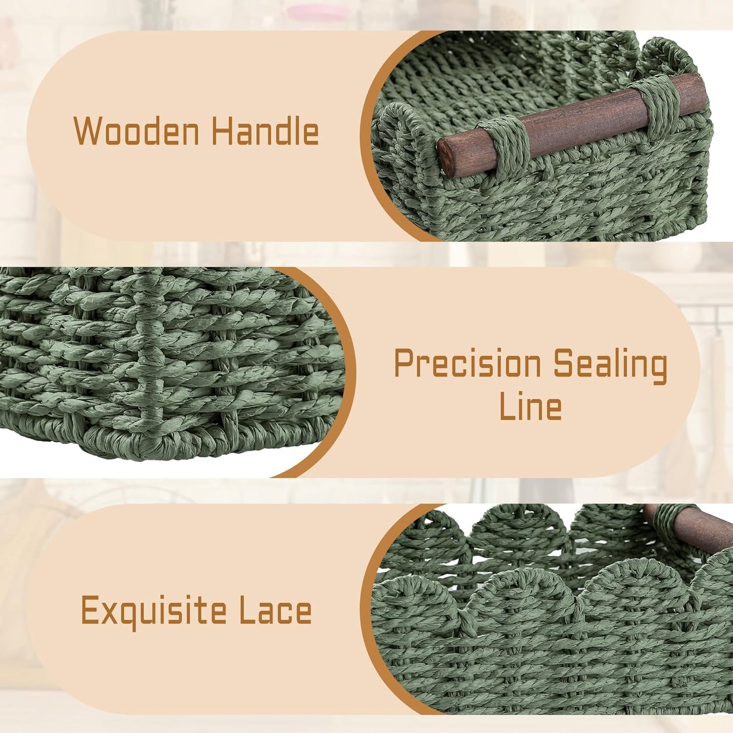 Storage Basket Wicker Baskets for Organizing Toilet Paper Storage Basket for Toilet Tank Top / Green