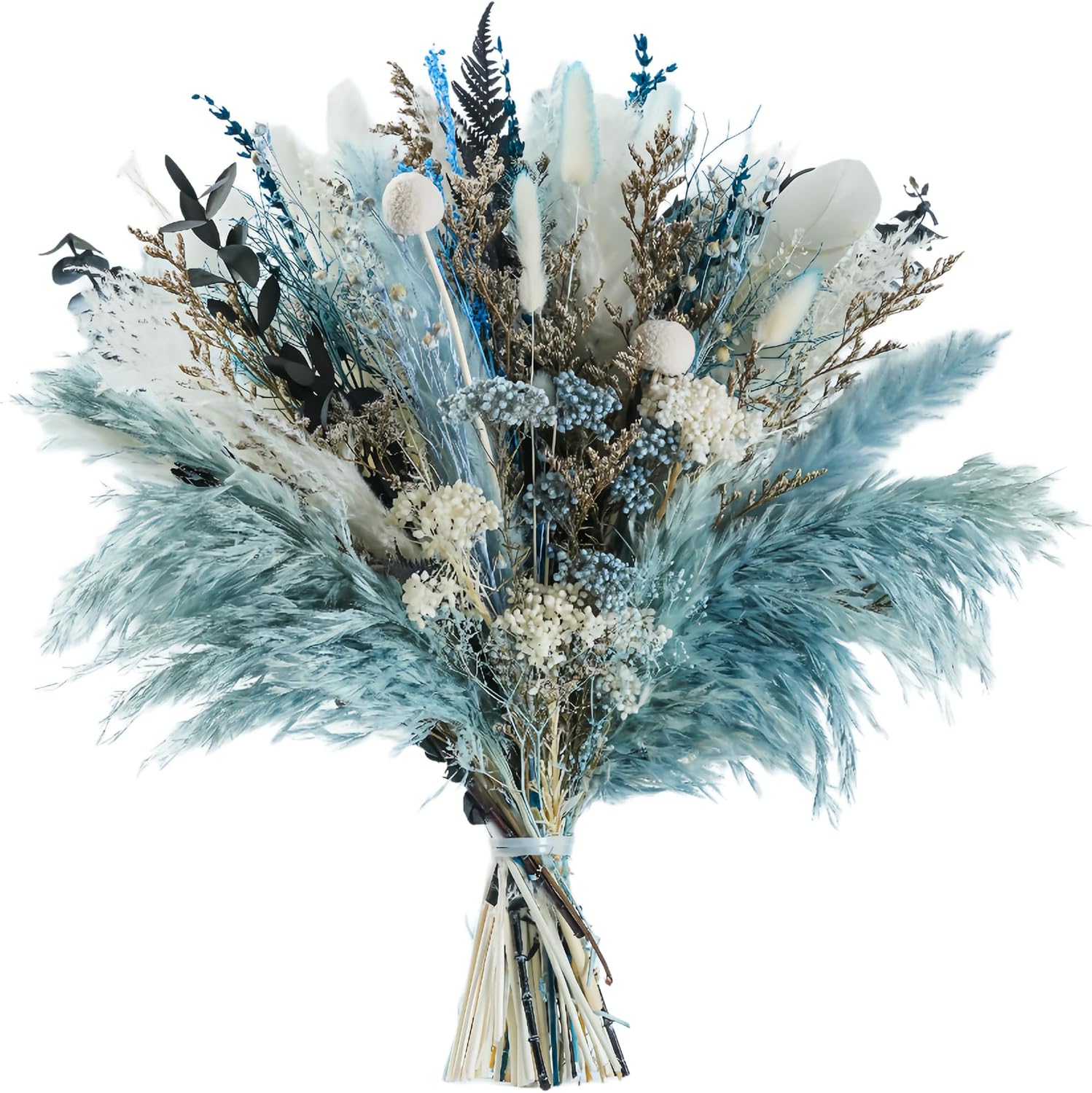 Dried Flowers / Eucalyptus & Reeds Bouquet for Boho Rustic Home Decor / Light Blue
