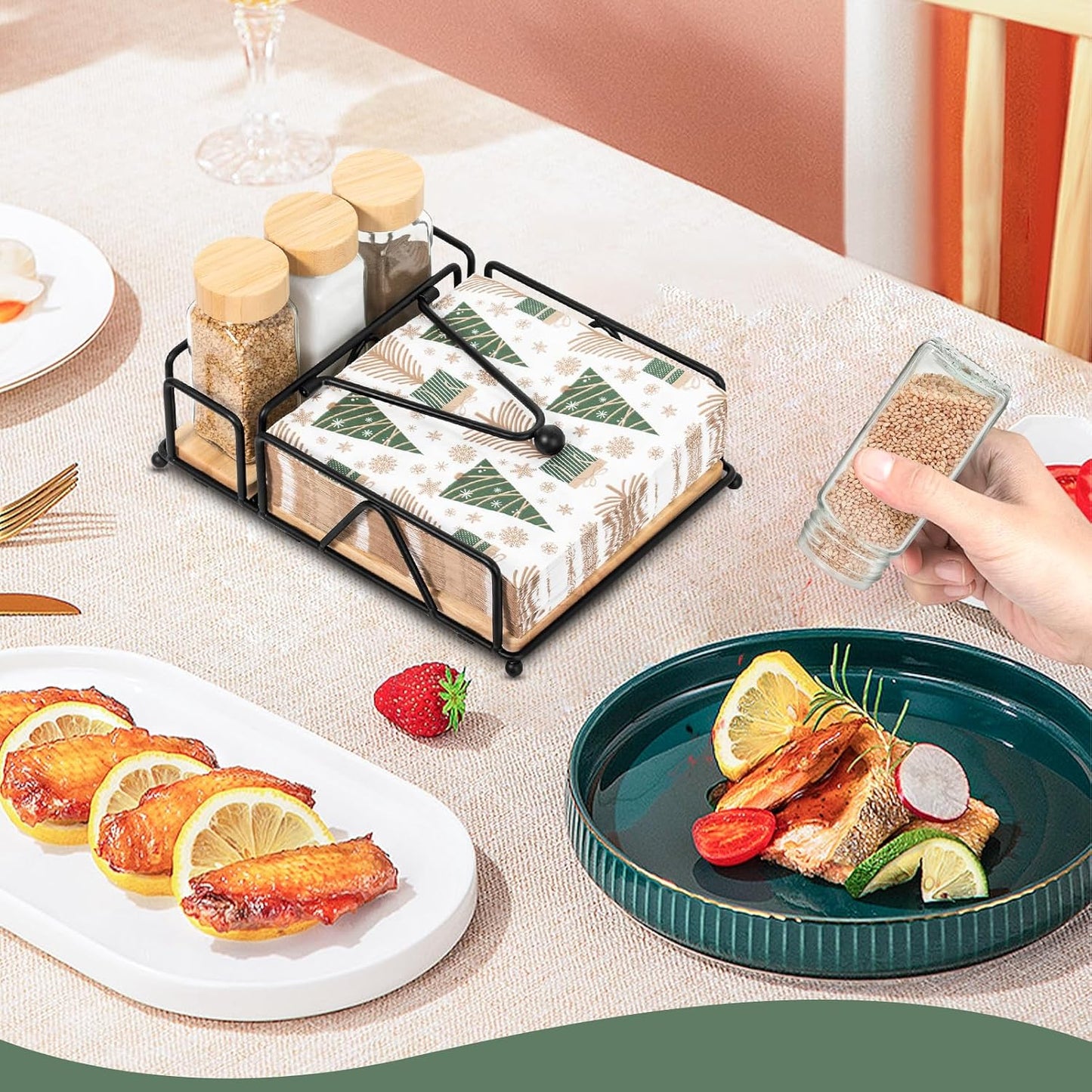 4 Piece Set Metal Napkin Holder / Black 4 Piece Set