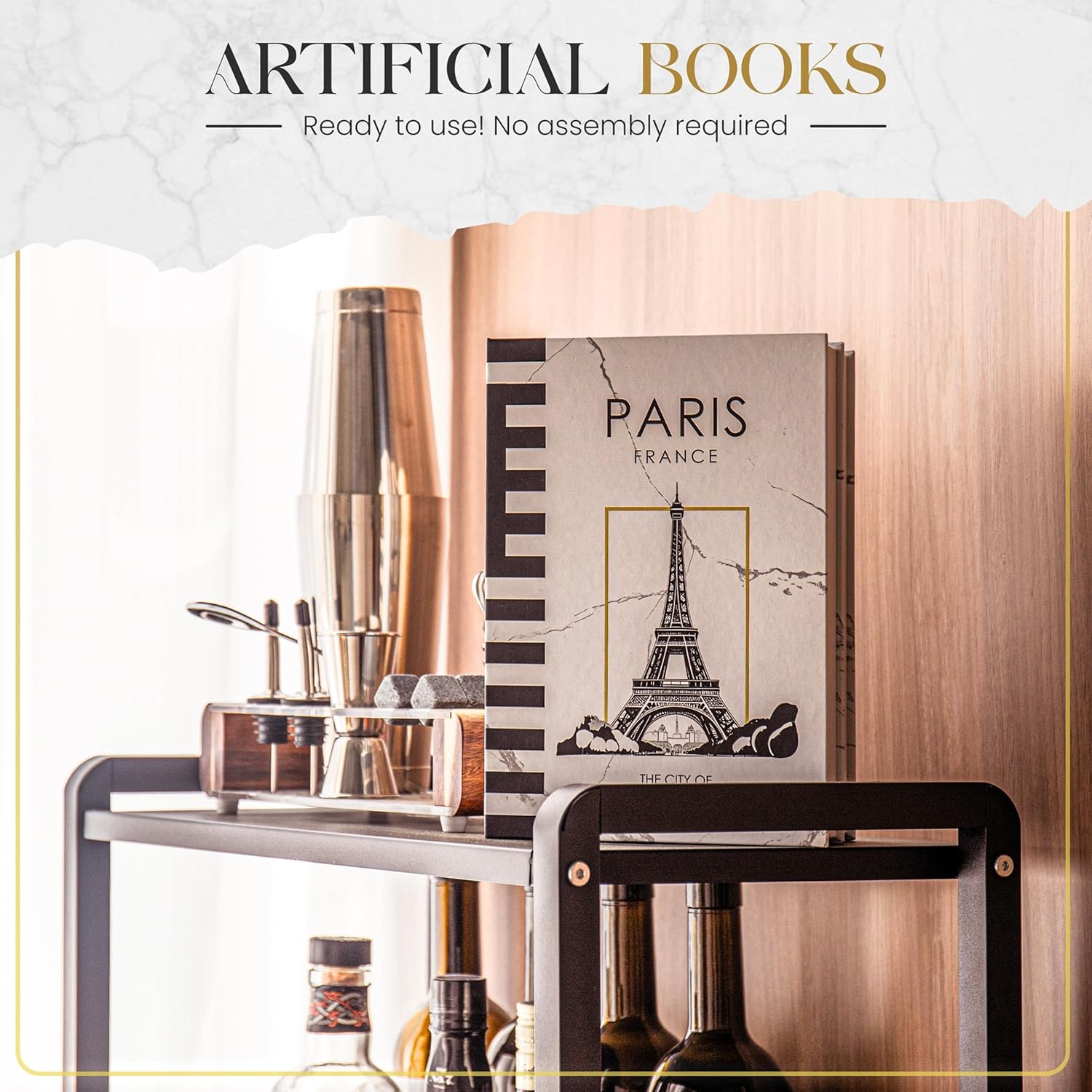 Decorative Book Pairs/Rome Fake Books w/Hidden Storage / White
