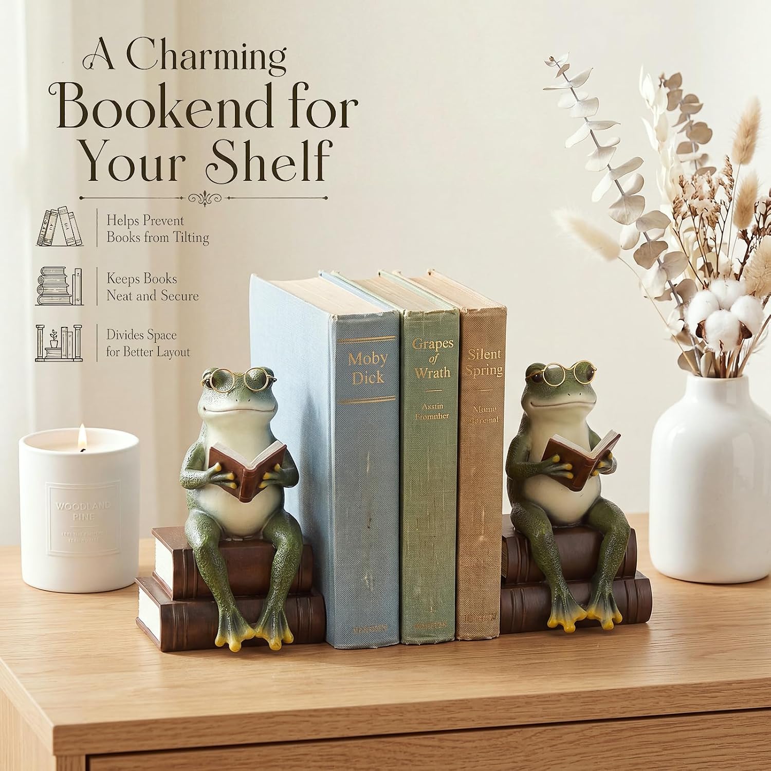 Frog Decorative Bookend 7.2'' Heavy Duty Book End Frog Book Stopper