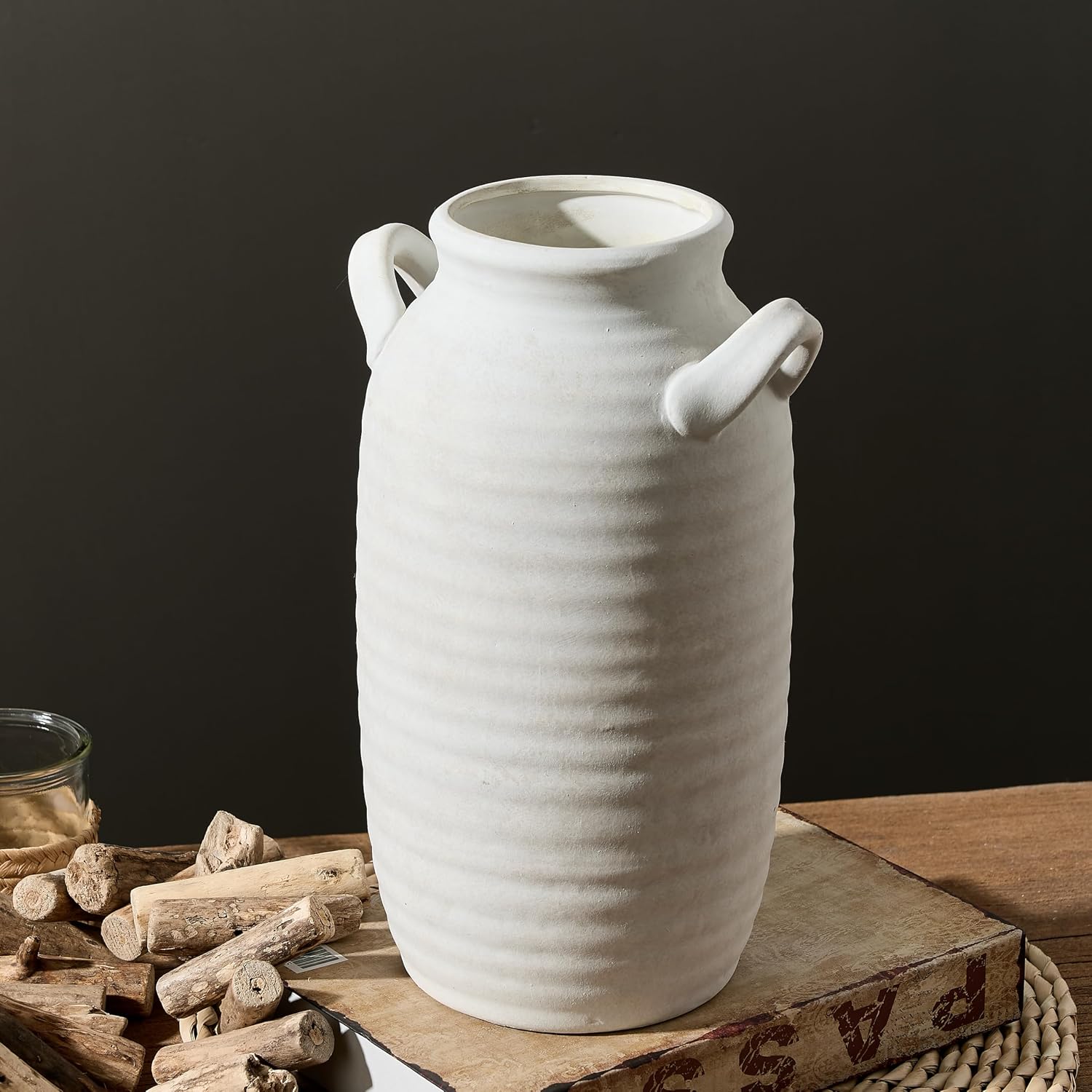 Tall Ceramic Farmhouse Table Vases / 12" Rustic