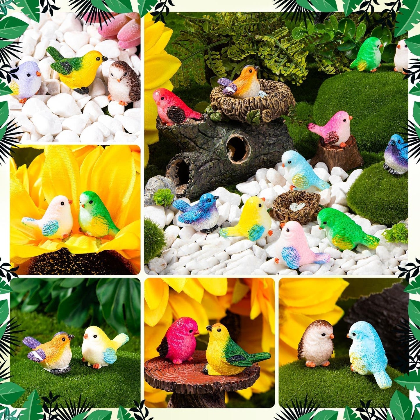 Miniature Bird Decorative Figurines / Minibird / Set of 36