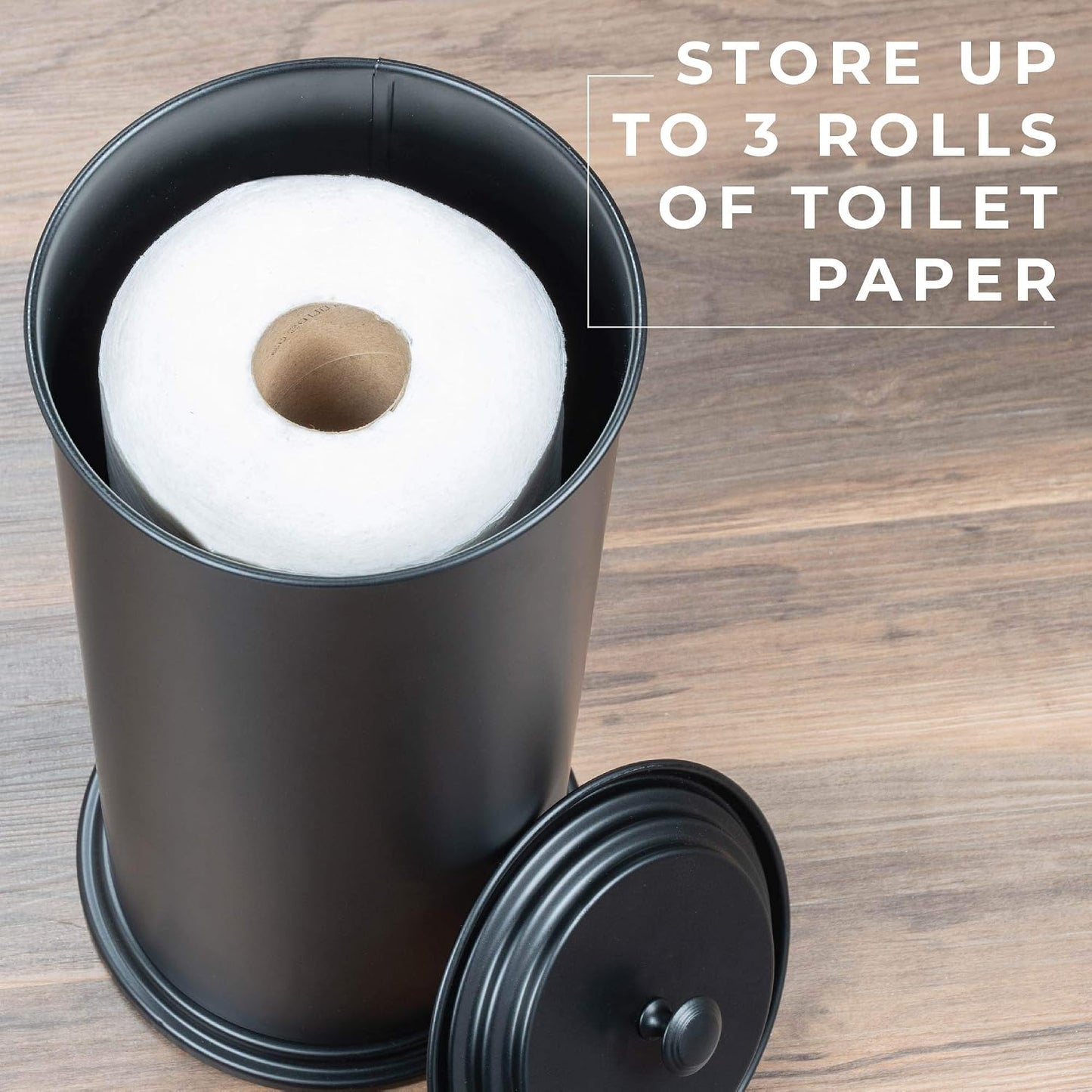 JS Jackson Supplies Free Standing Extra Large Toilet Paper Holder - Matte Black