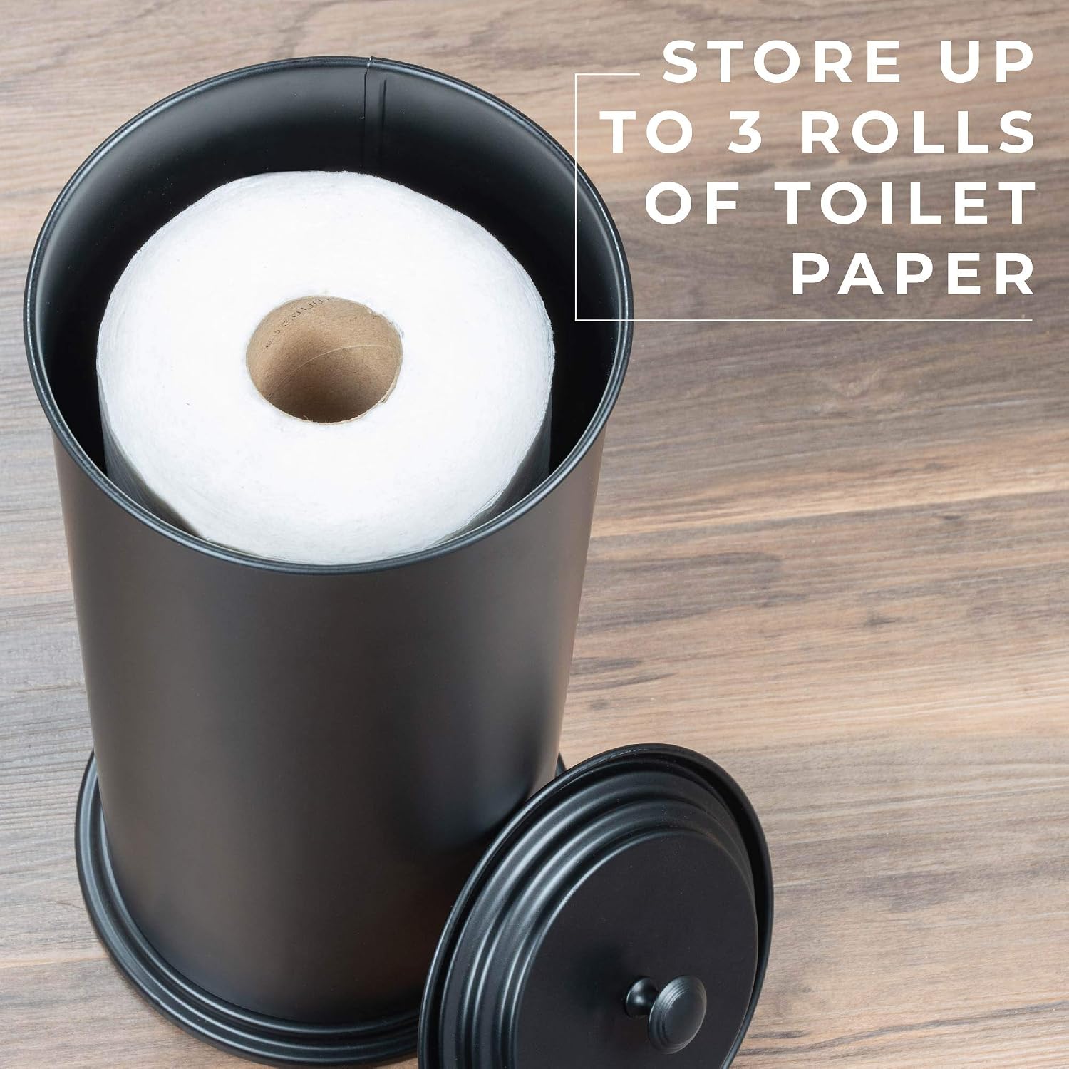 JS Jackson Supplies Free Standing Extra Large Toilet Paper Holder - Matte Black