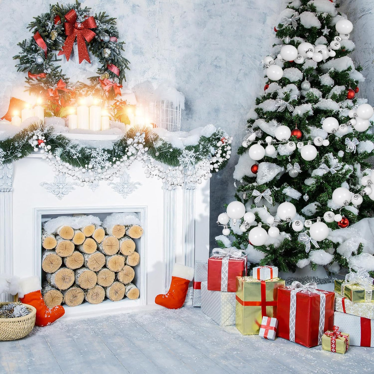 Geetery 29.5 Ft/350 Christmas Ball Garland Ball Ornament 3 Size Combo Christmas Bauble Garland Xmas Tree Bulb