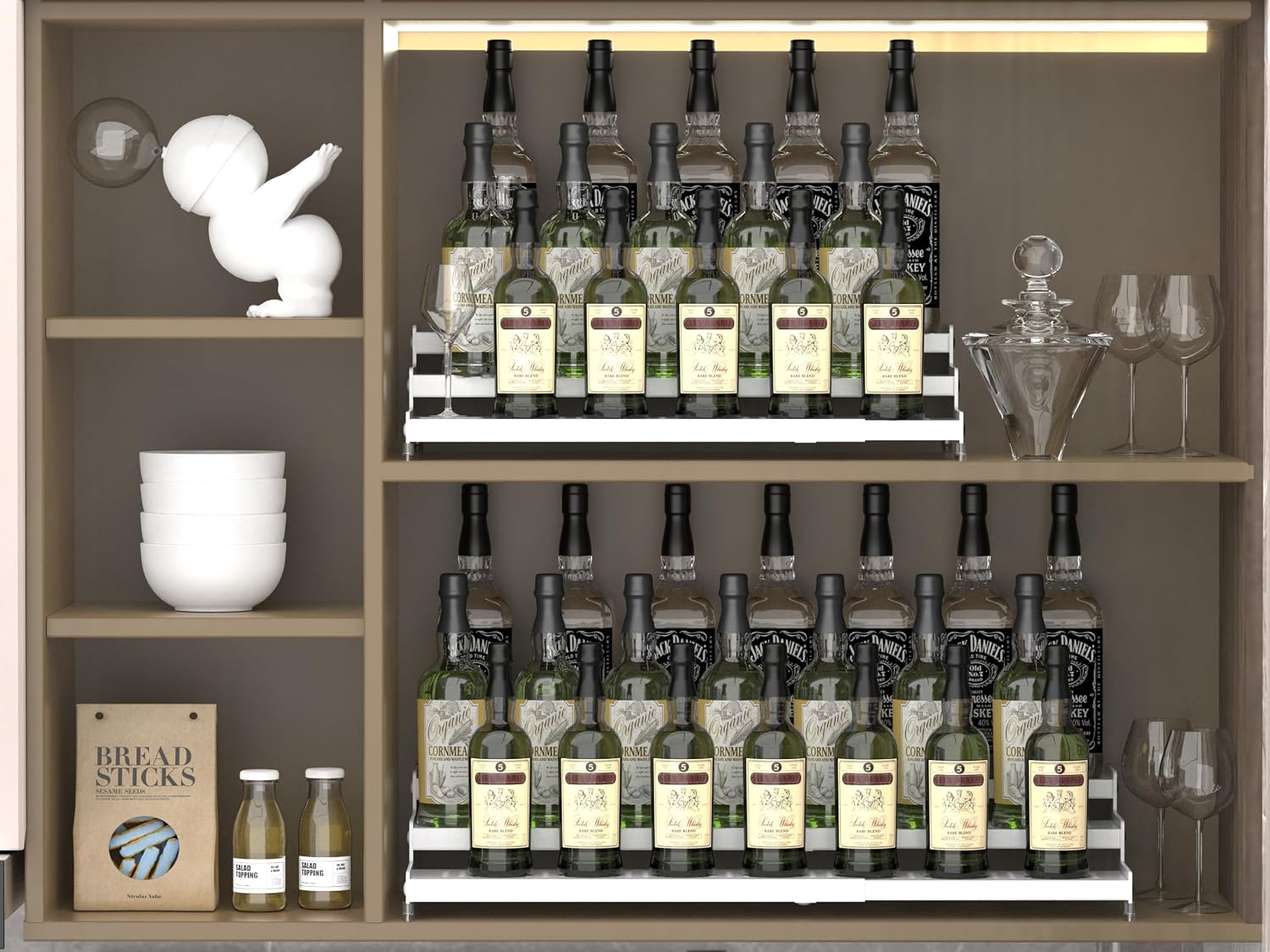 Jojocross Spice Rack Organizer for Cabinet, 3 Tier Expandable Shelf, Great for Kitchen Cabinets, Cupboard,Pantry and