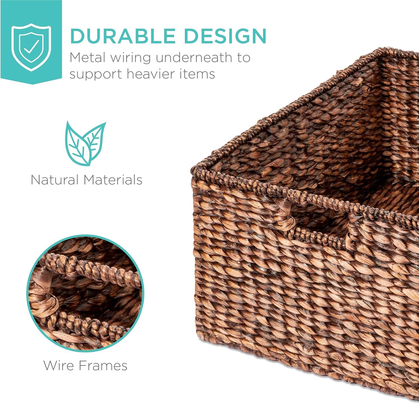 Handwoven Rectangular Organizer Totes / Set of 3