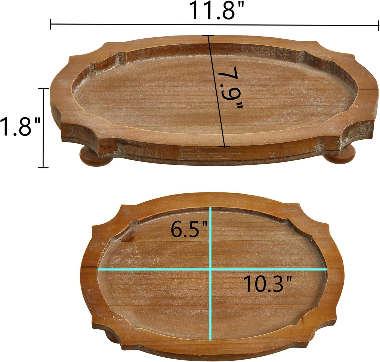 Wood Serving Tray / Round / 12 x 8