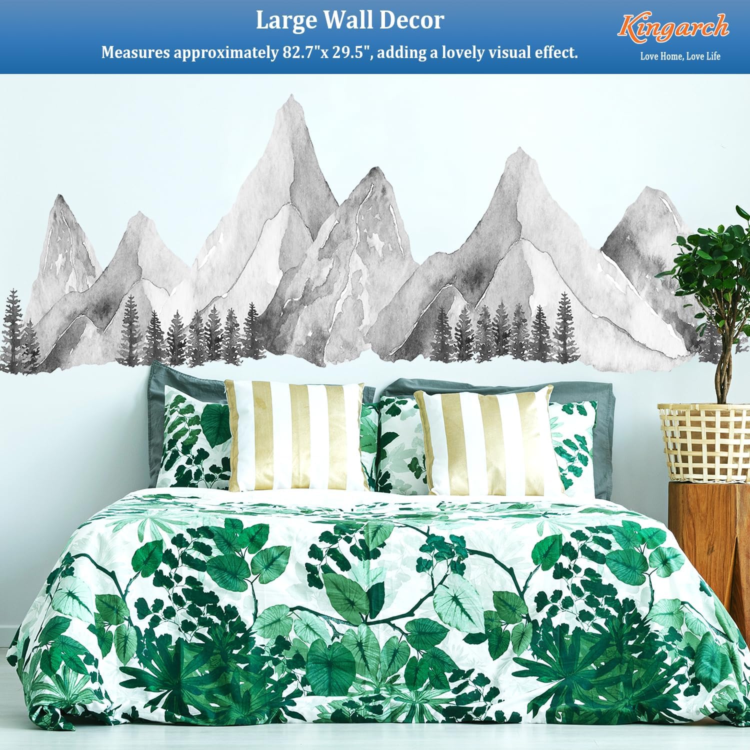 Large Mountain Wall Decals / Gray