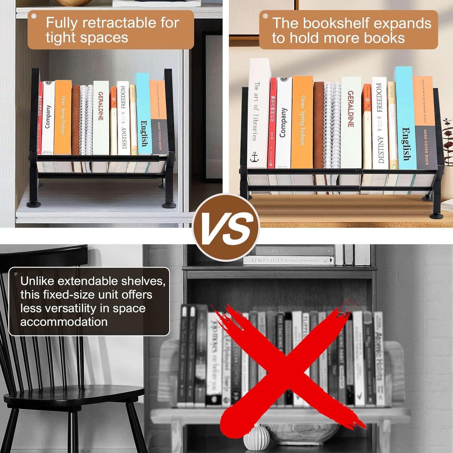 Adjustable Desktop Bookshelf for Desk Book Organizer, Tilting Tabletop Bookshelf in Office Home/Bedroom, Vinyl Record