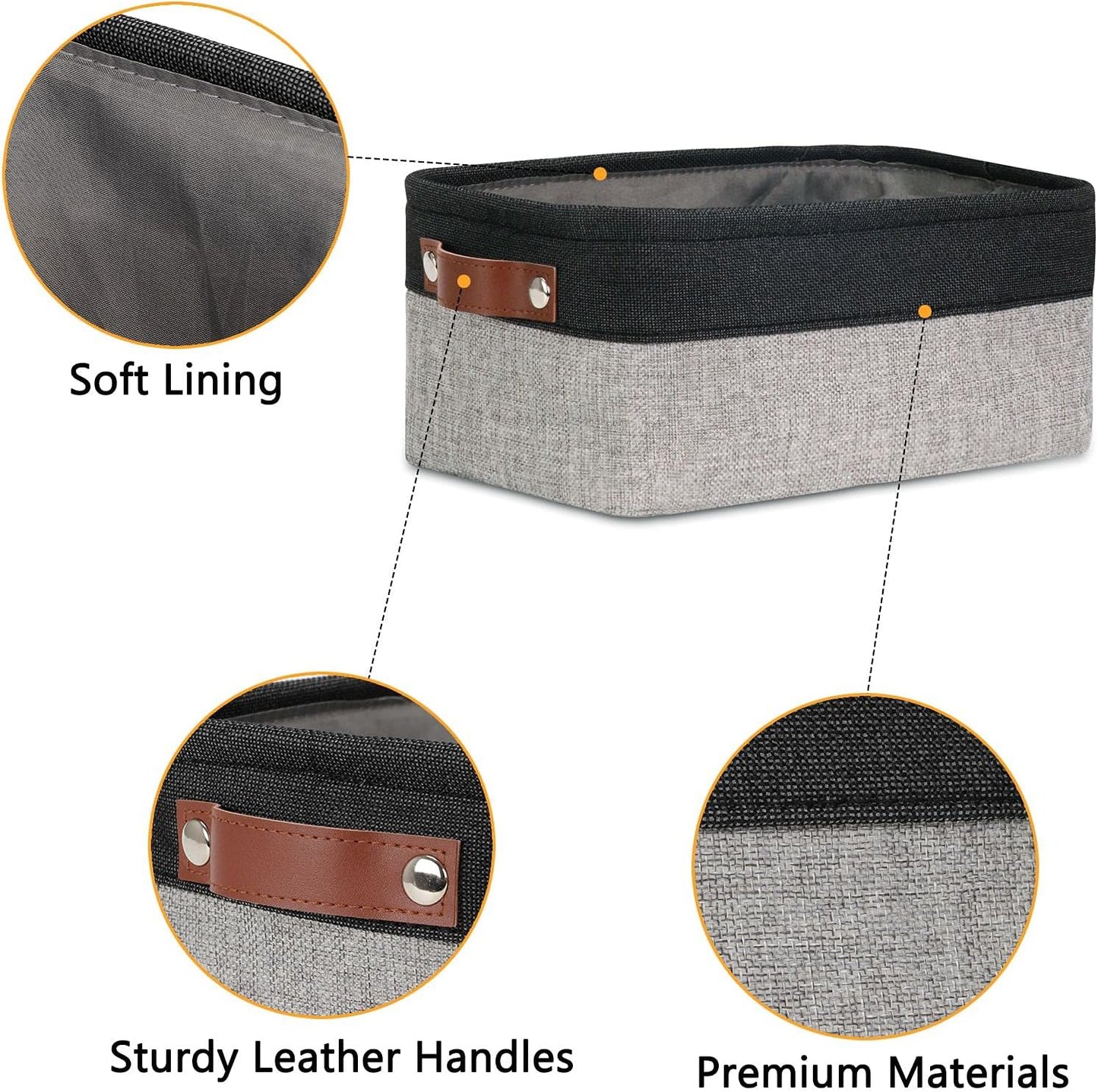 Small Storage Baskets / Black&grey / 11.8 x 7.9 x 5.1 / Small/6p