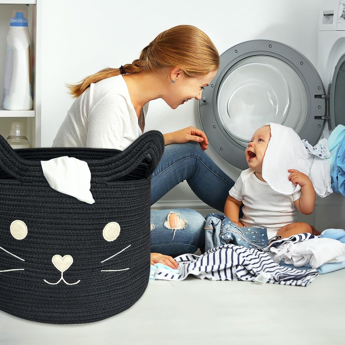 Gift Basket / Large Cat Toy Basket / Black / Black Cat