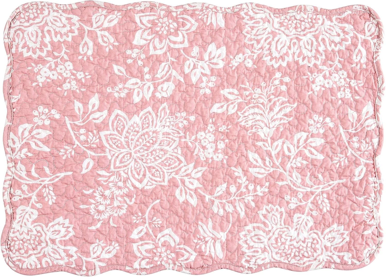 C&F Home Thea Pink Floral 100% Cotton Quilted Vintage Set of 6 Placemats, 13" x 19" All Seasons Spring Valentine's Day