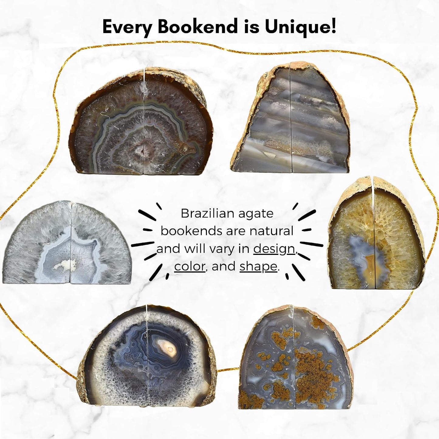 Agate Bookends / Natural / A+ Grade 3 - 4 Lbs
