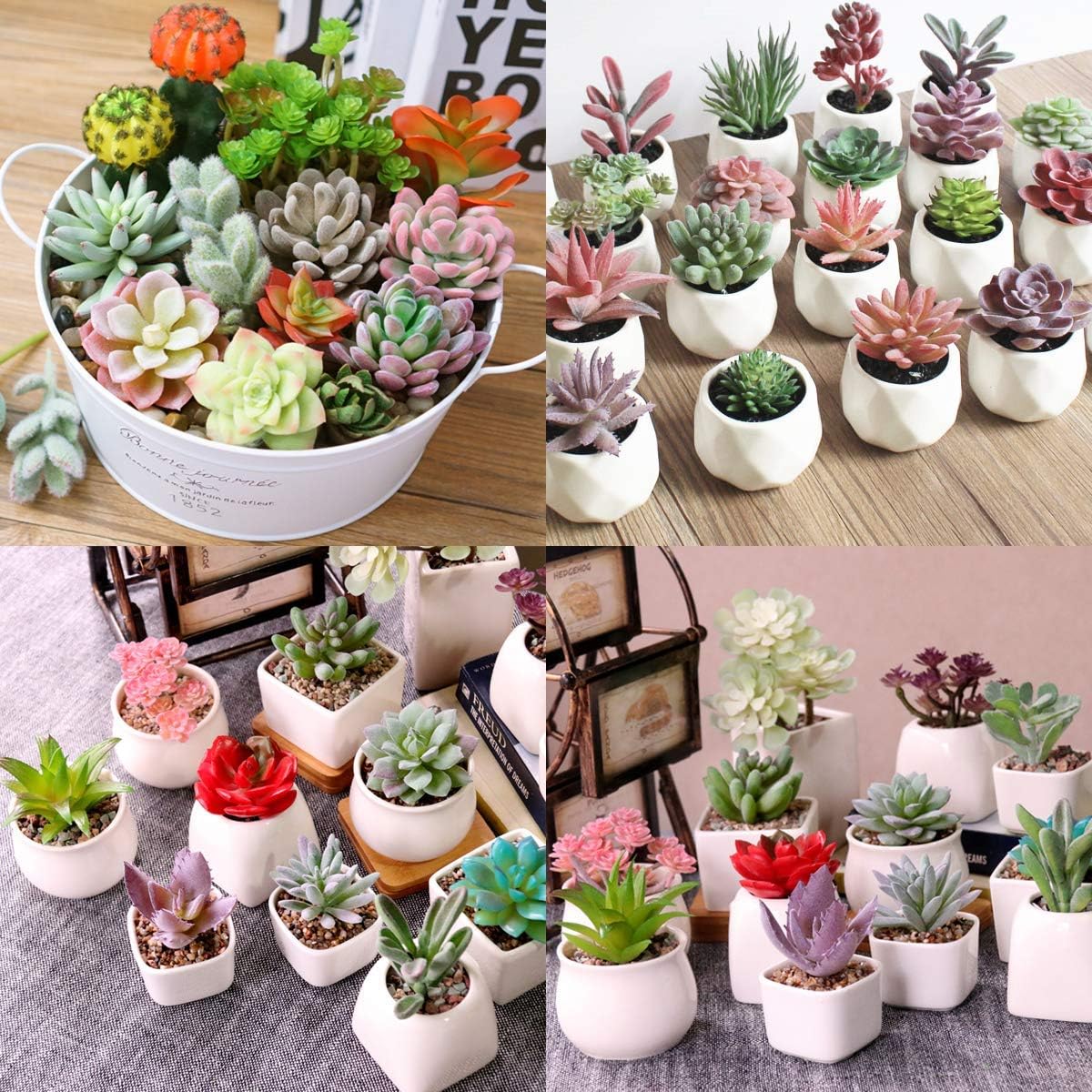 Fake Succulents Plants Artificial Small Fake Plants Faux / Green / 1.5-3.5 Inches / Set of 16