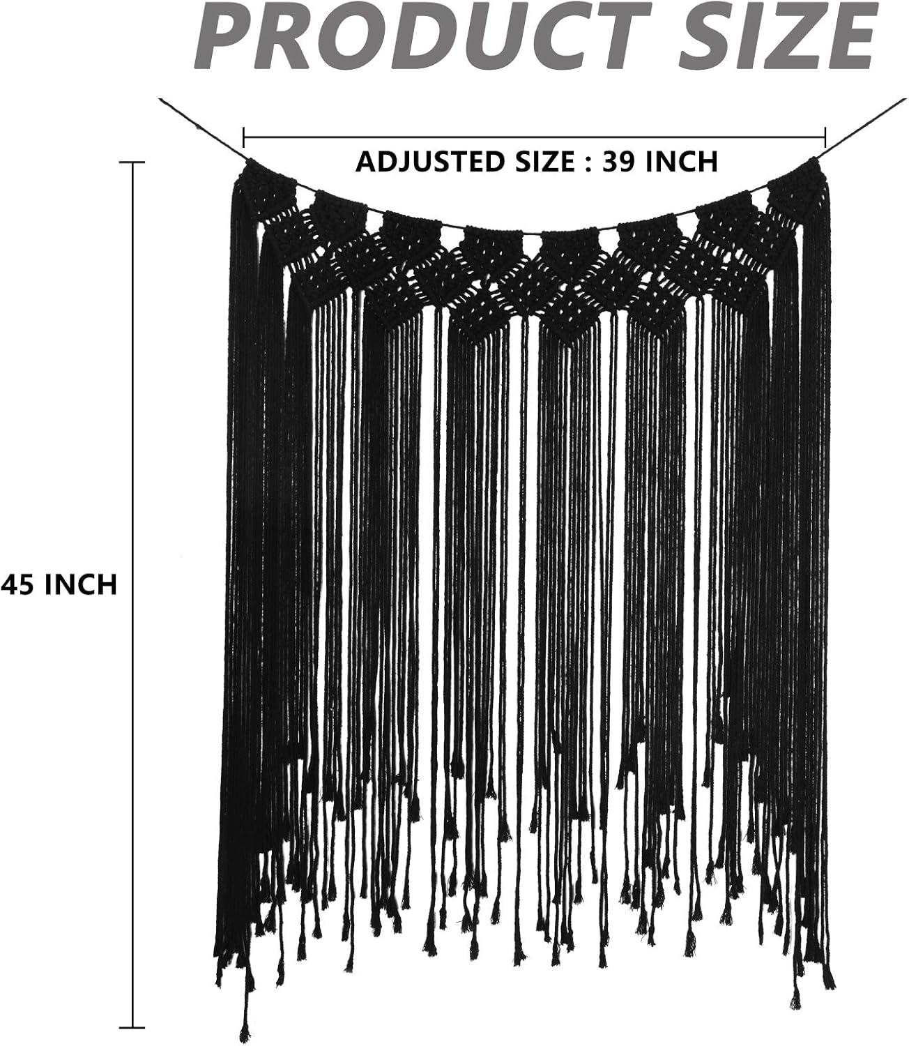 Macrame Wall Hanging Modern Chic Woven Wall Art Tapestry Boho Wedding Living Room Gallery / Black