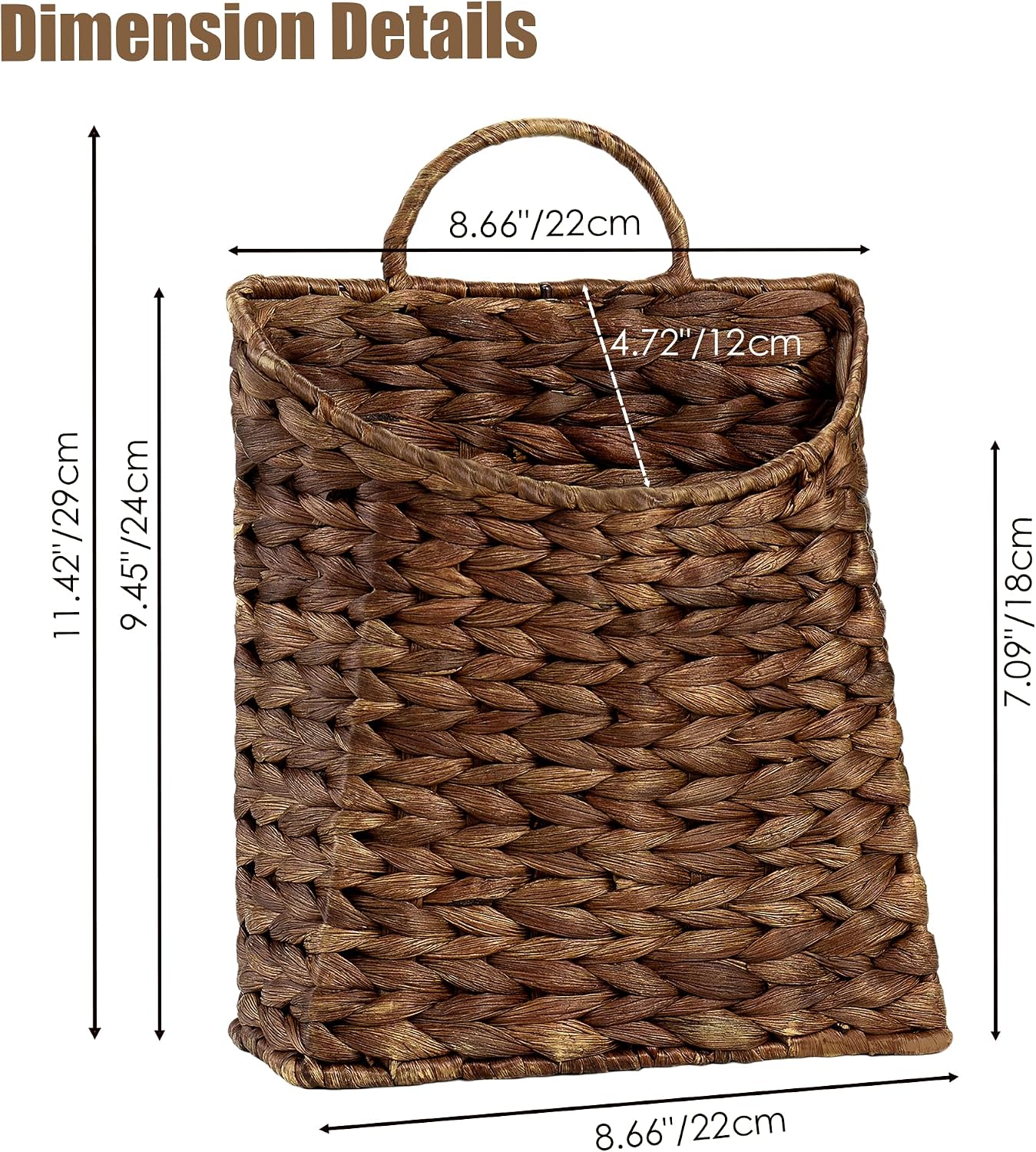 Wicker Hanging Wall Basket / Coffee