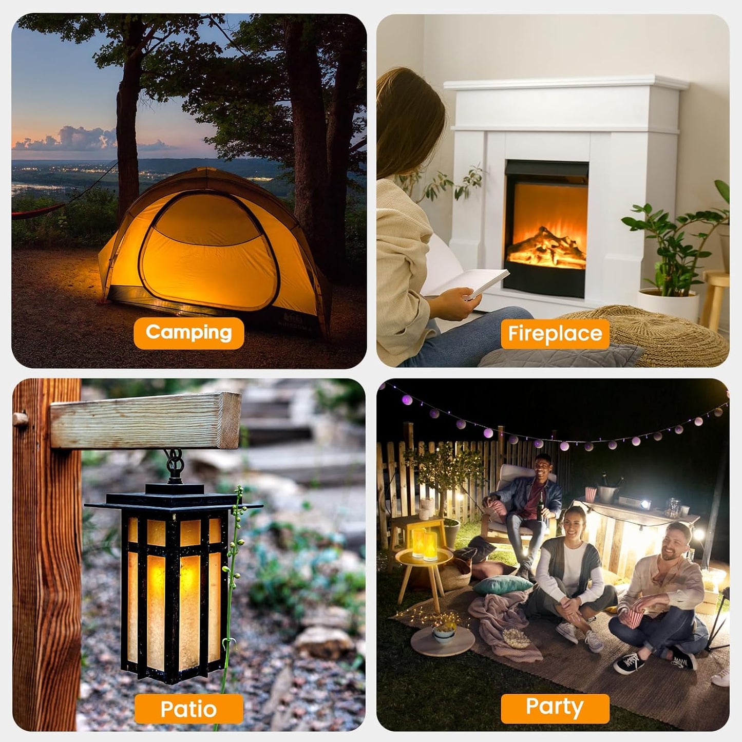 Hompavo 【Upgraded】 Flame Lights with Remote & Timer, 4-Mode LED Rechargeable Battery Operated Flameless Candles, Pillar