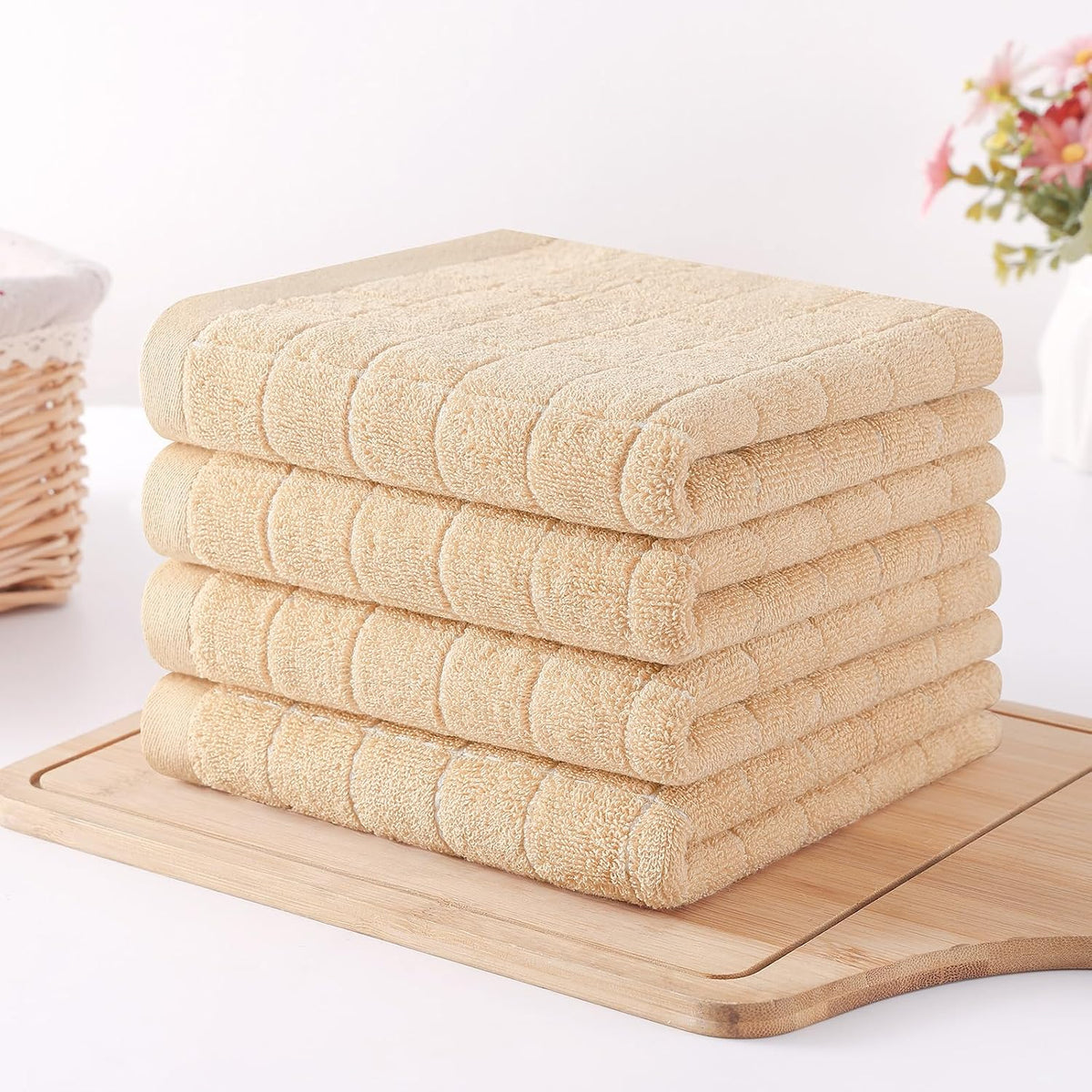 Homaxy 100% Cotton Terry Kitchen Towels, 6 Pack, Apricot | Ultra Soft and Absorbent Dish Towels for Kitchen, Suitable