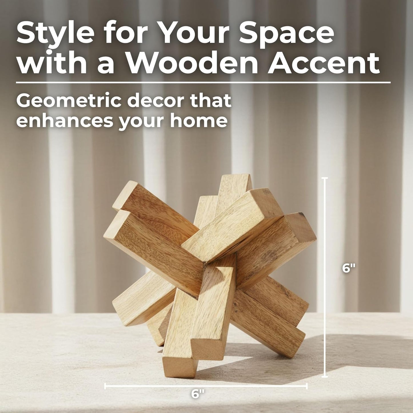 Modern Jacks Sculpture Decorative Wooden Accent / 6.0" H / Brown