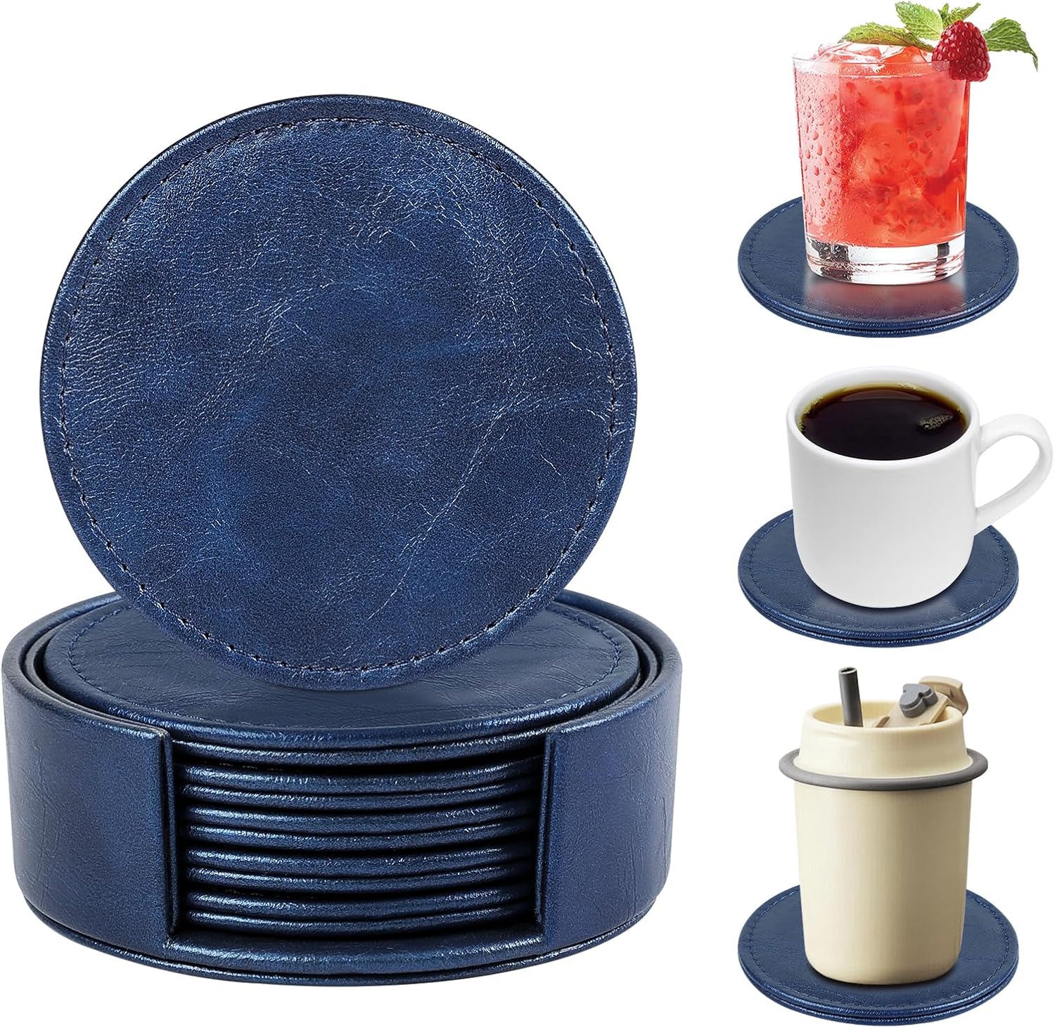 Holder / Modern-Style Drink Coasters / Blue / Set of 6