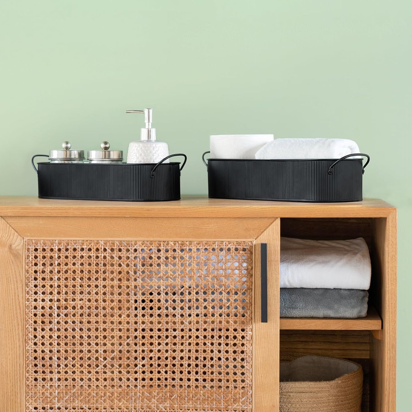 Metal Storage Basket for Toilet Tank Top Bathroom Decor / Black