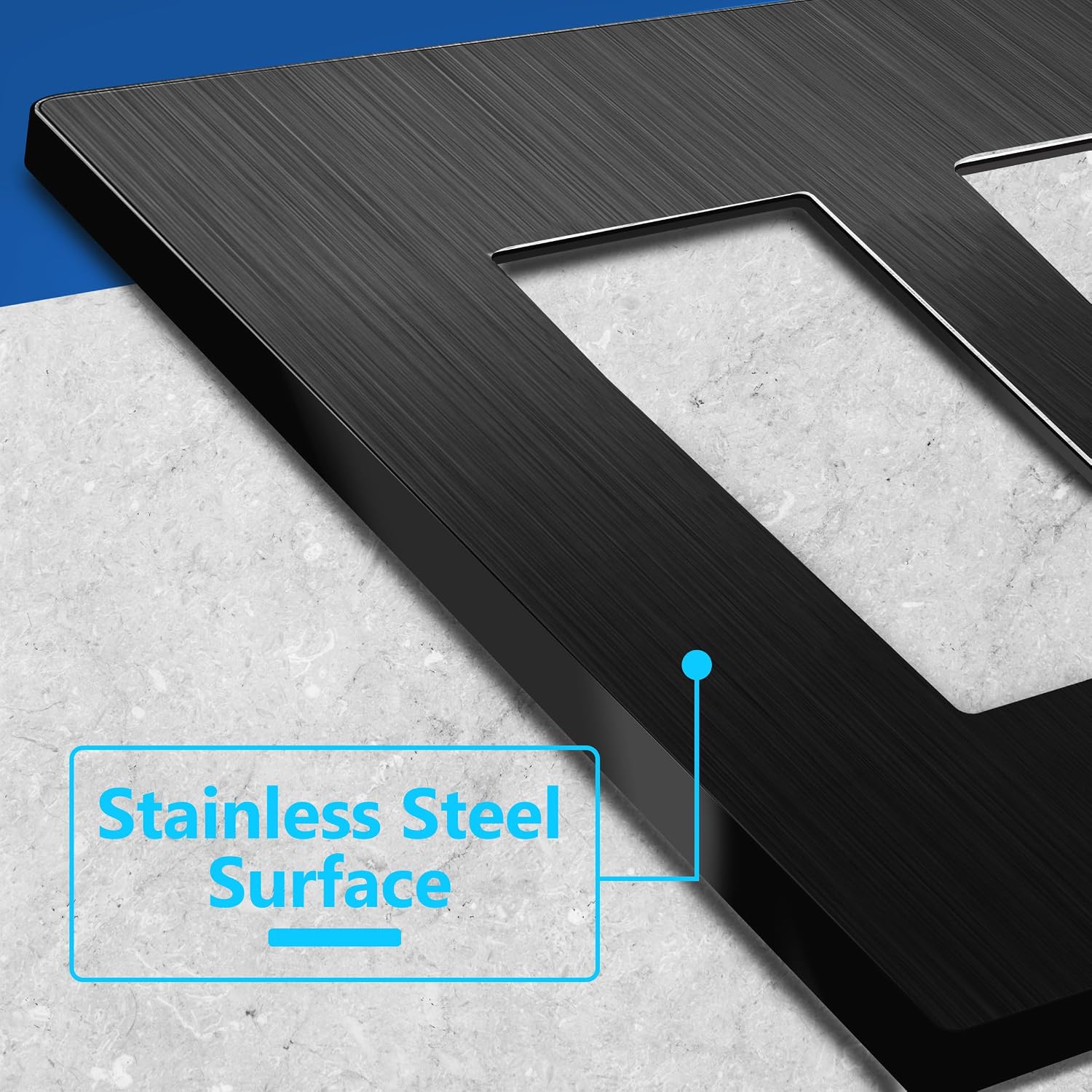 LIDER Screwless Metal-Surface Wall Plate, Mid-Size 4-Gang, Stainless Steel | Temperature And Impact Resistant