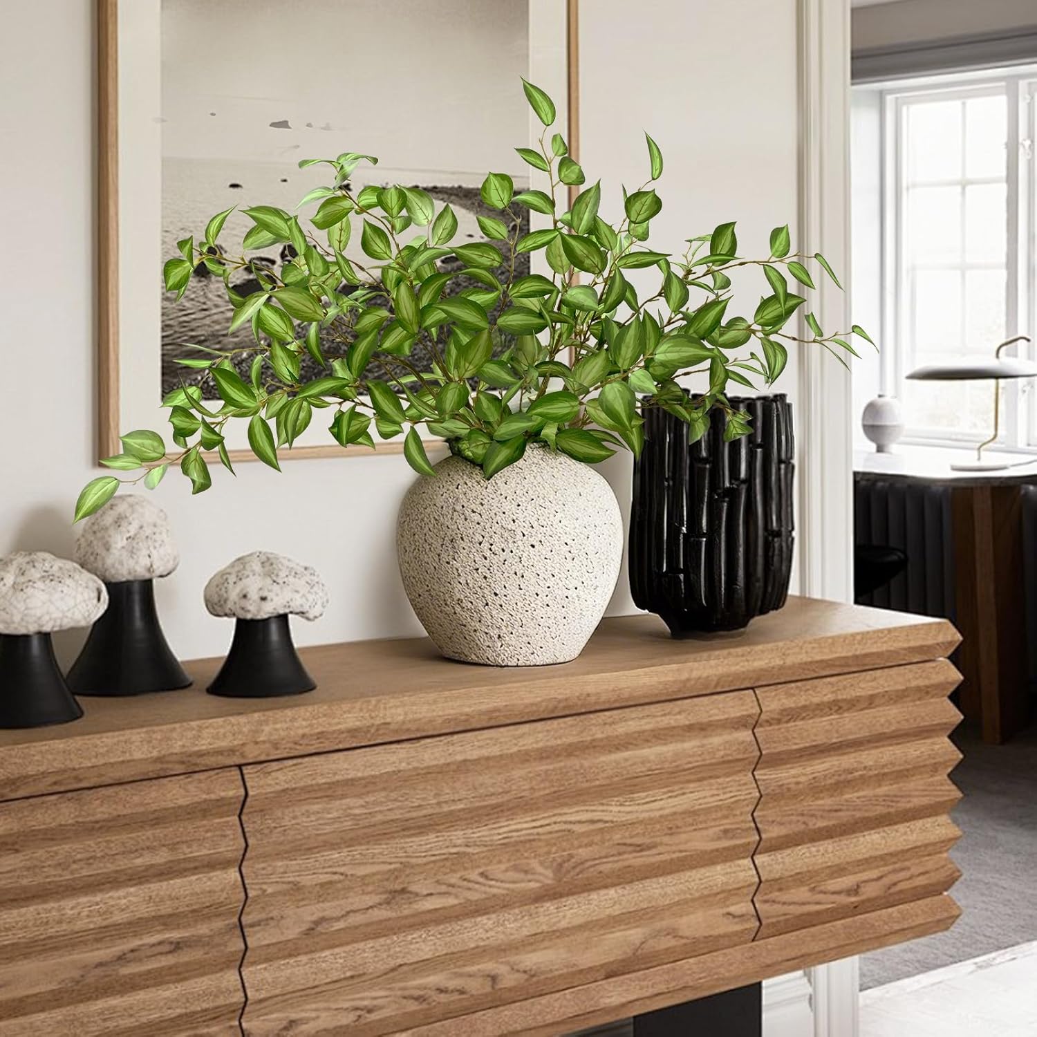 Artificial Eucalyptus Fake Leaves Branches / Green / 32.7 Inch / Set of 5