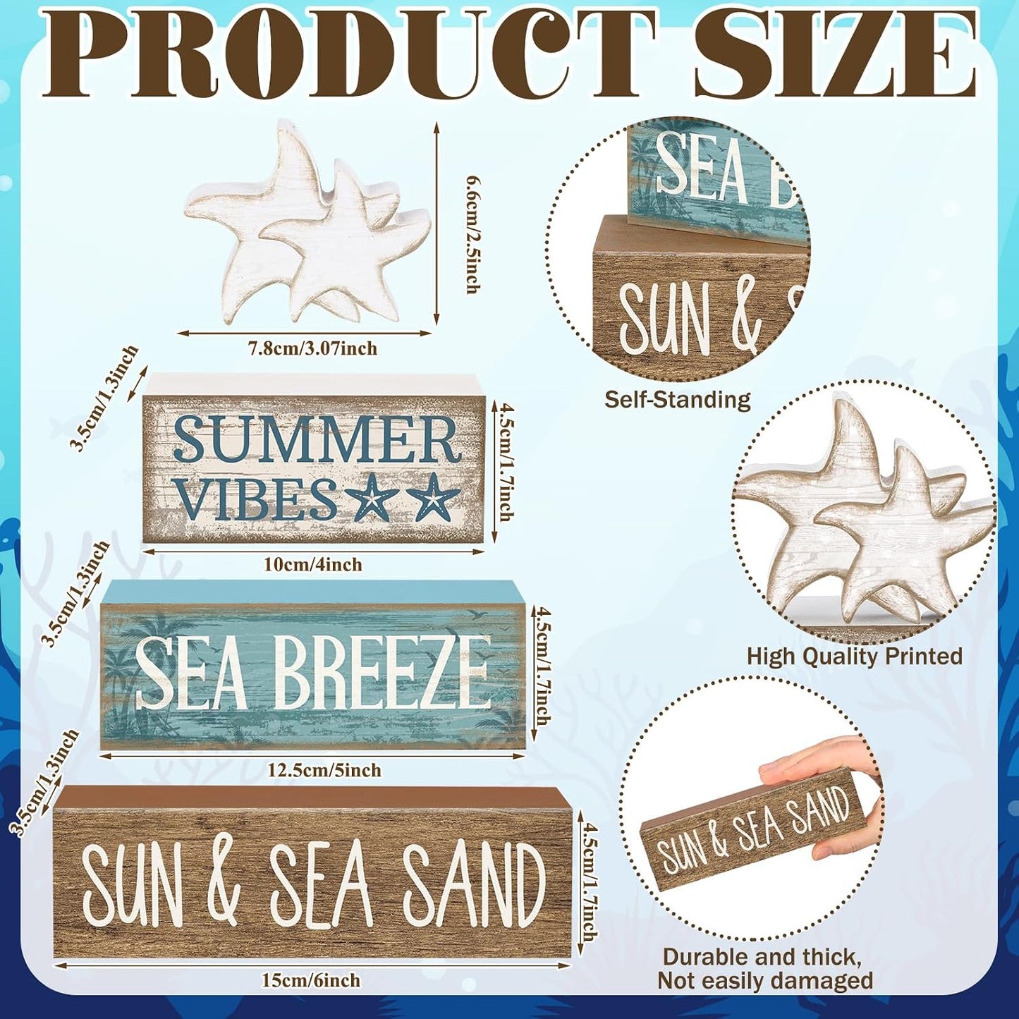 Summer Beach Decorations / Retro Starfish / Set of 4