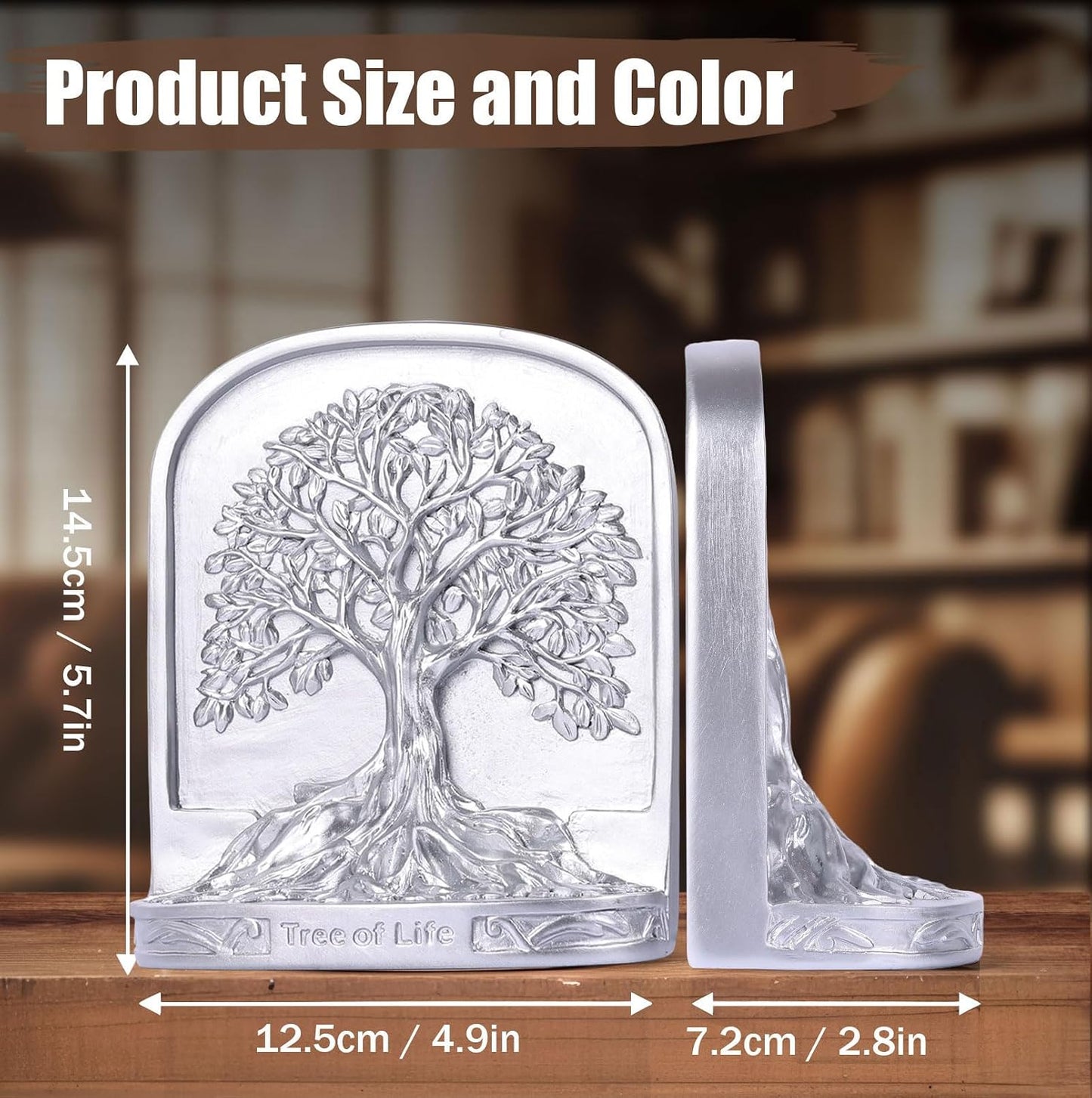 Tree of Life Bookends Set / Silver