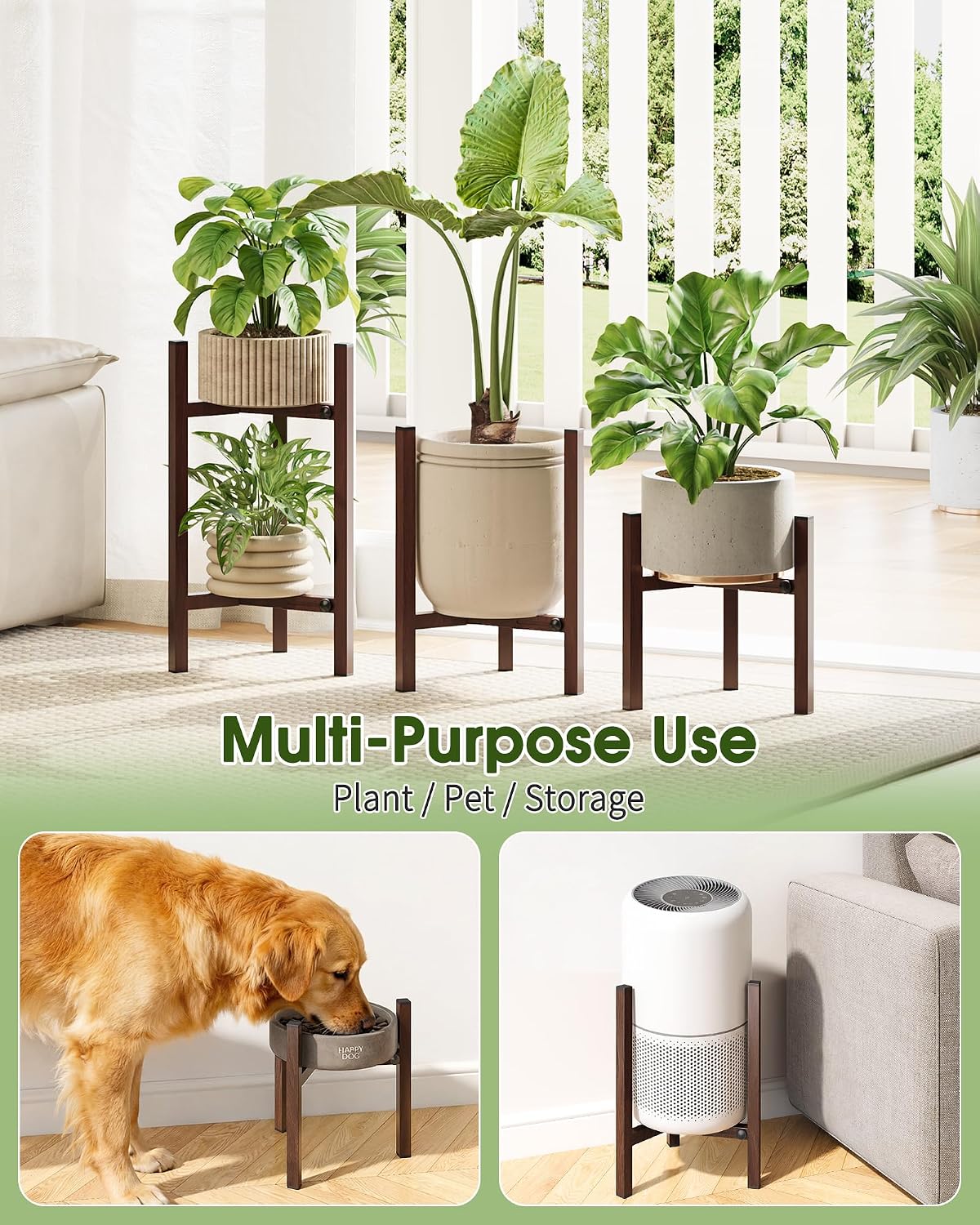 Plant Stand Indoor 3 Pack, Metal Modern Indoor Plant Stand Adjustable, Heavy Duty Single Plant Stands Outdoor Corner
