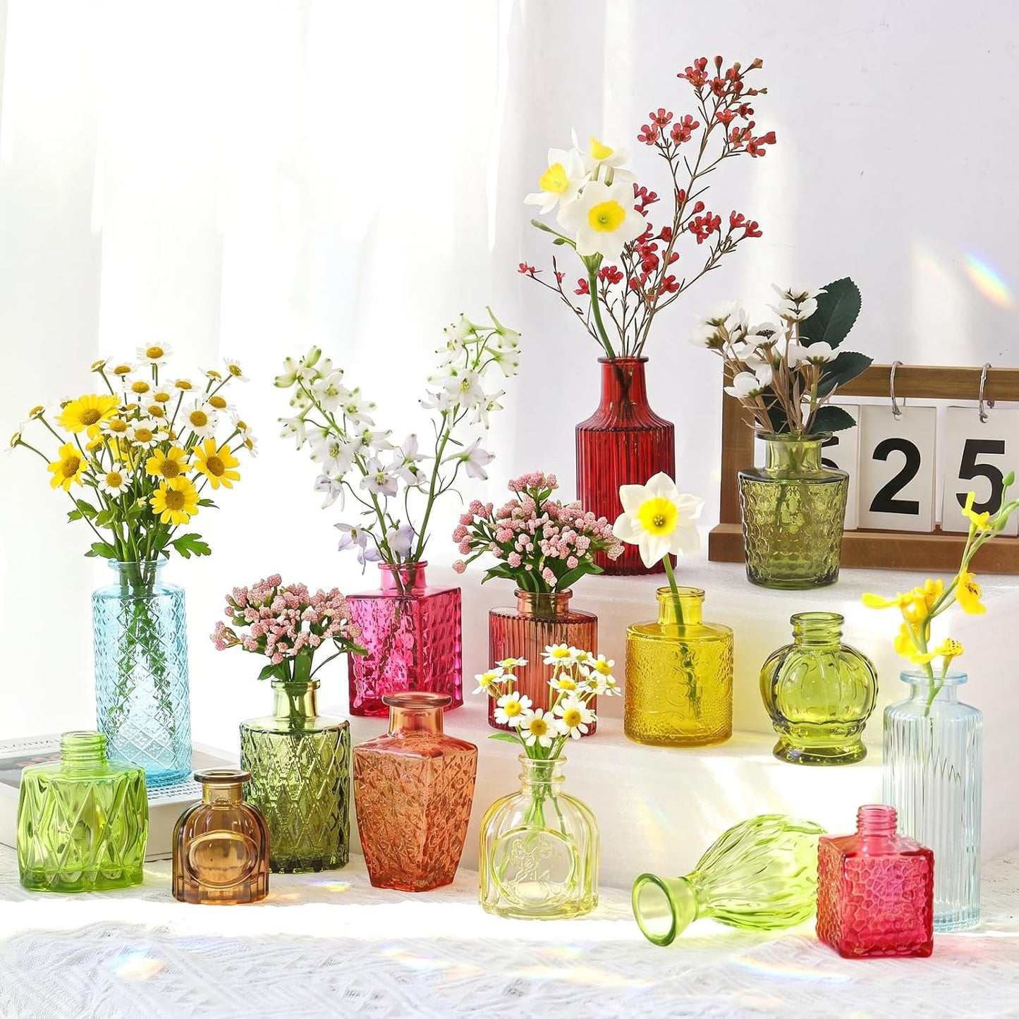 Glass Bud Vase Set / Colorful / Set of 36