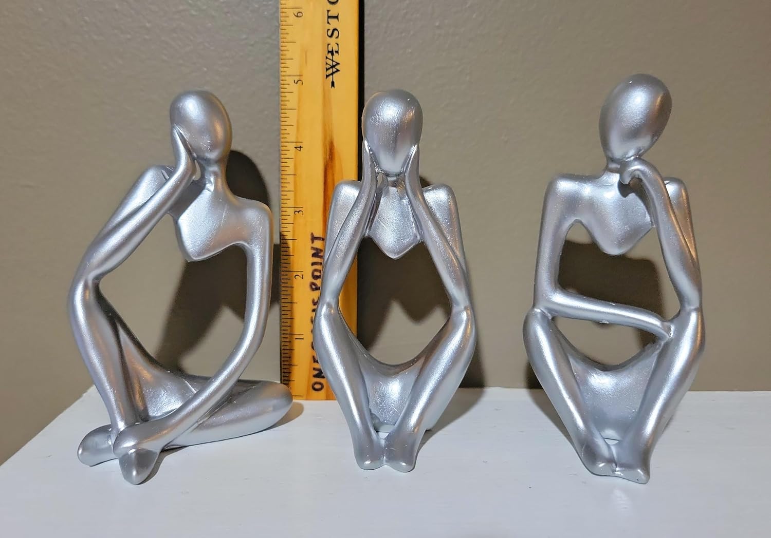 Thinker Abstract Sculpture Resin Statues Collectible Figurines / Silver / Set of 3