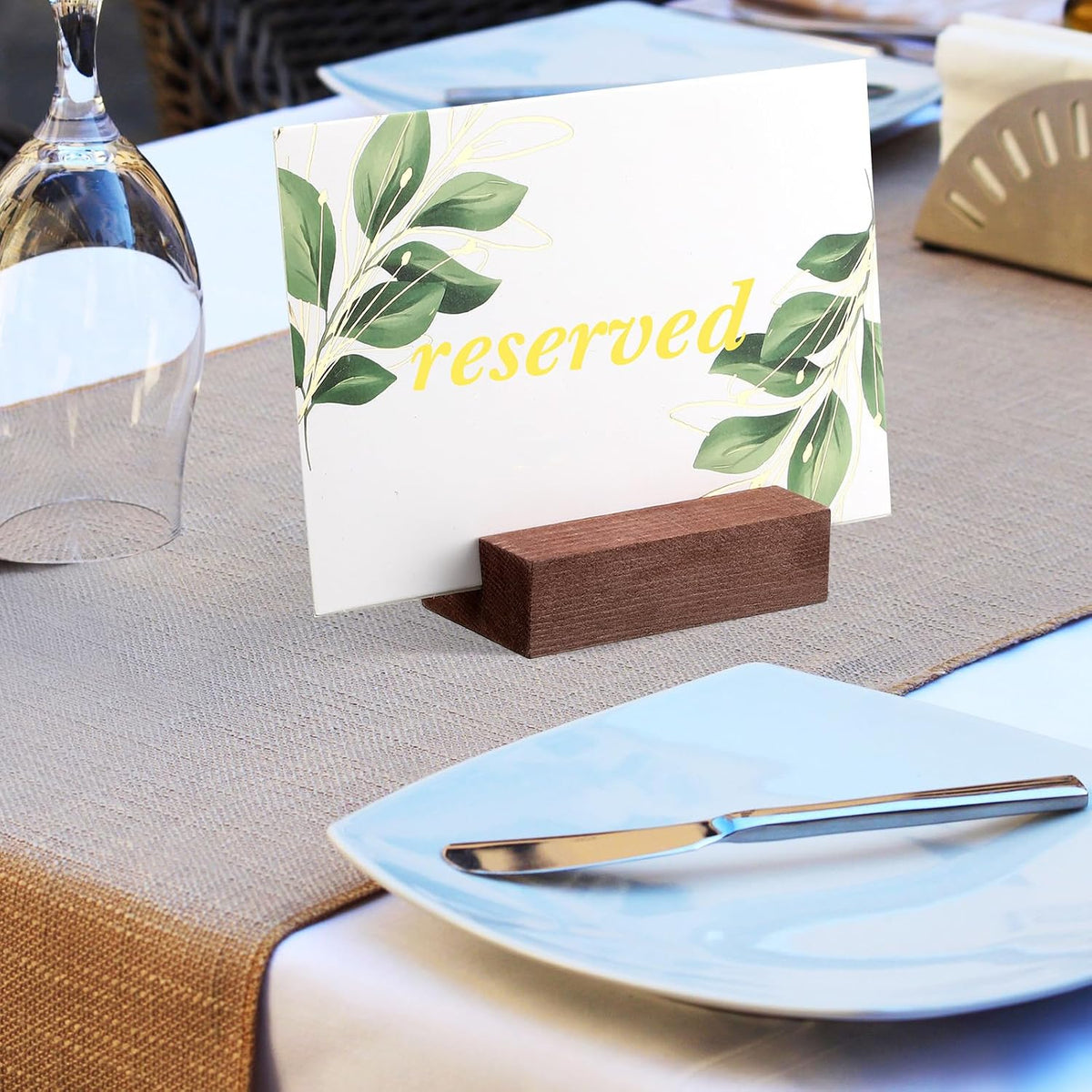 Blosssound 24 Pcs Wood Place Card Holders,3 x 1.6 x 0.8 Inches,Brown | Table Number Stands Wedding Party Events, Name