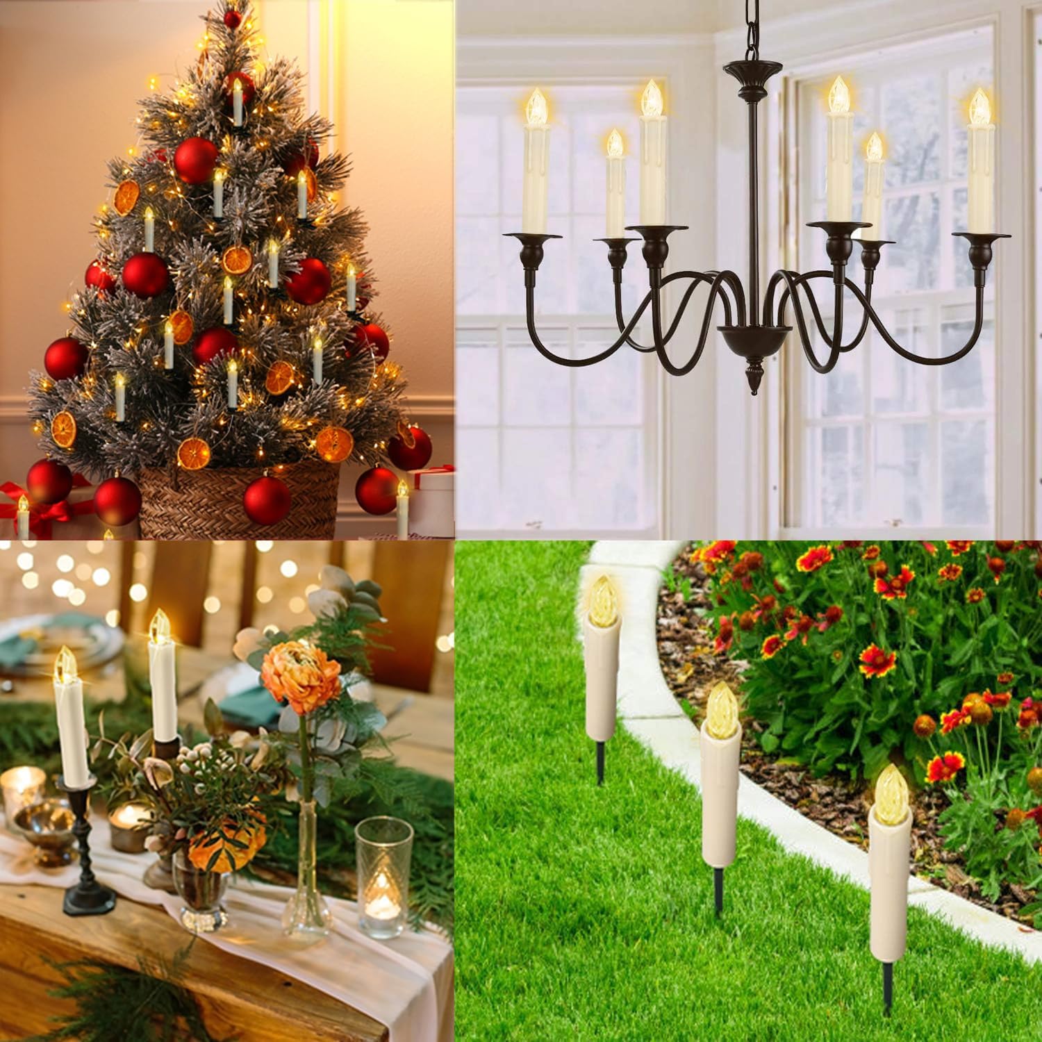 10 PCS LED Window Flameless Taper Candle, Battery Operated Christmas Tree Candle Lights with Remote Timer, Flickering