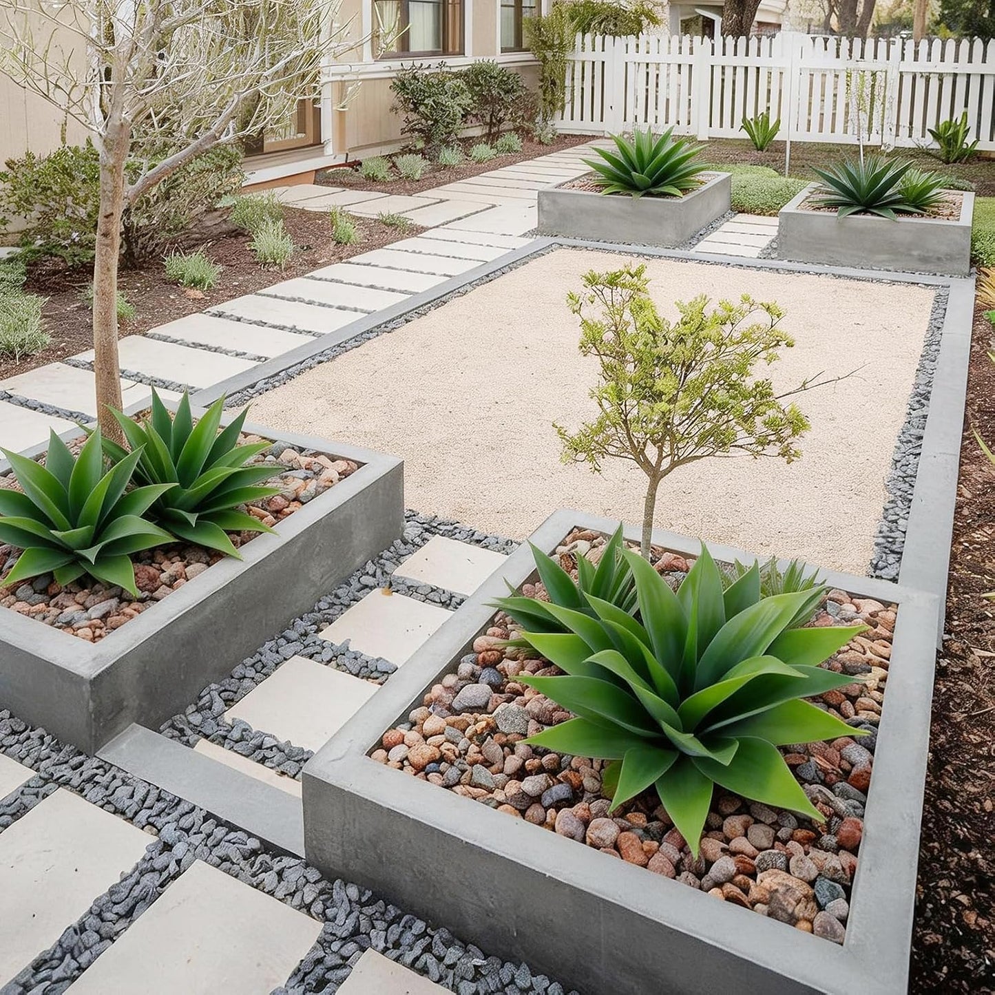 Agave Plant Artificial Outdoor / 14" Green / 14 Inch / Set of 2