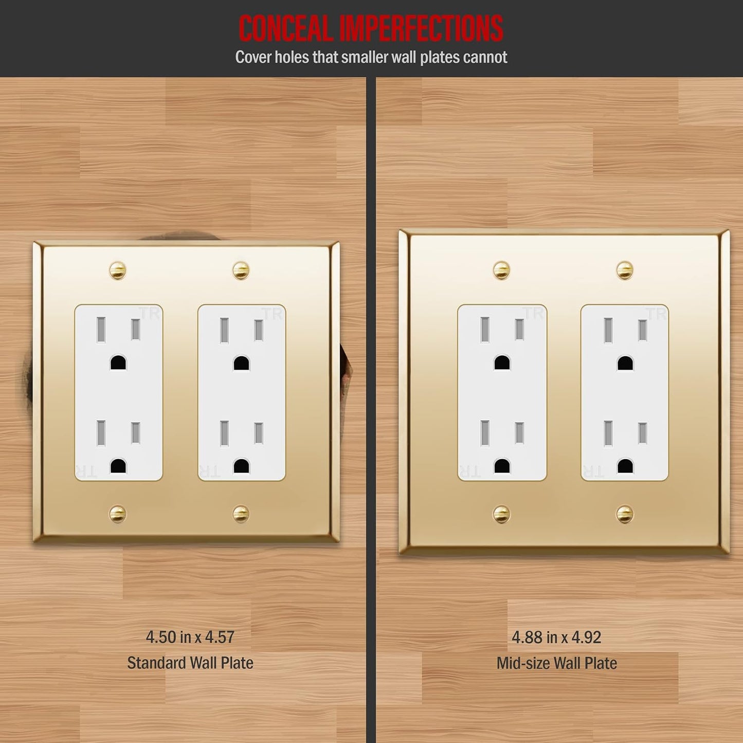 ENERLITES Dual Decorator Switch or Receptacle Metal Wall Plate, Stainless Steel Outlet Cover, Corrosion Resistant