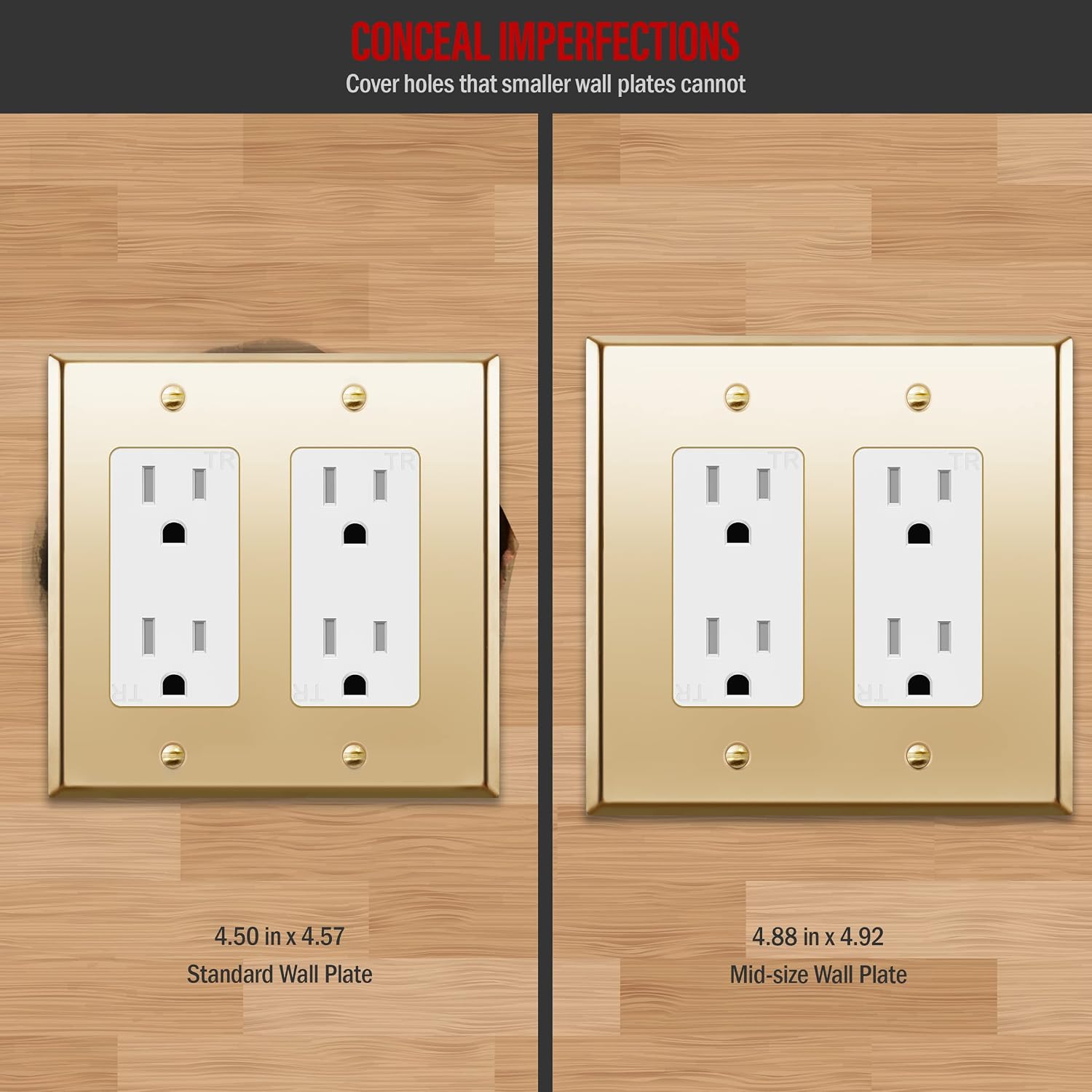 ENERLITES Dual Decorator Switch or Receptacle Metal Wall Plate, Stainless Steel Outlet Cover, Corrosion Resistant