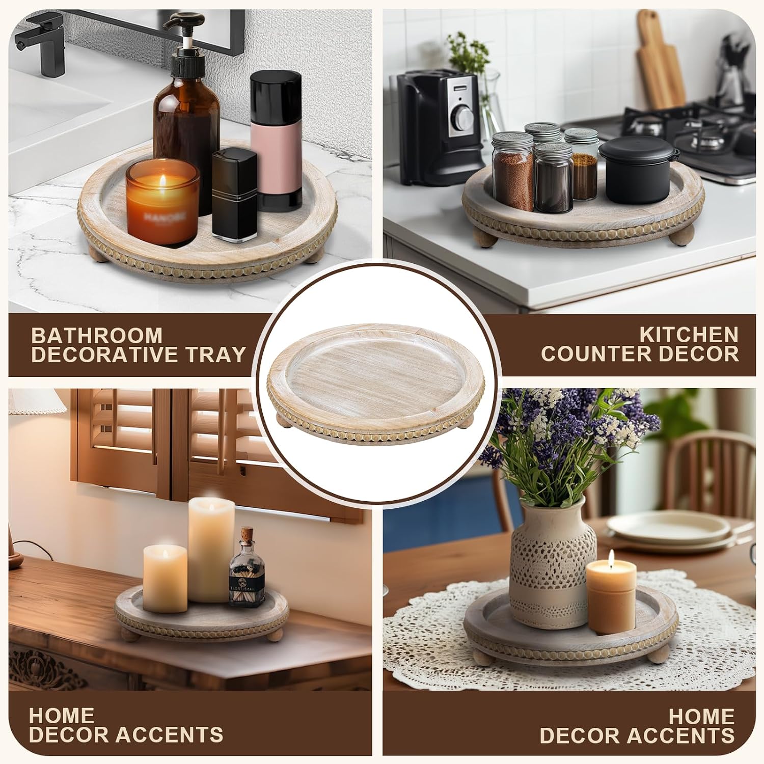Farmhouse Small Decorative Trays / Wash White