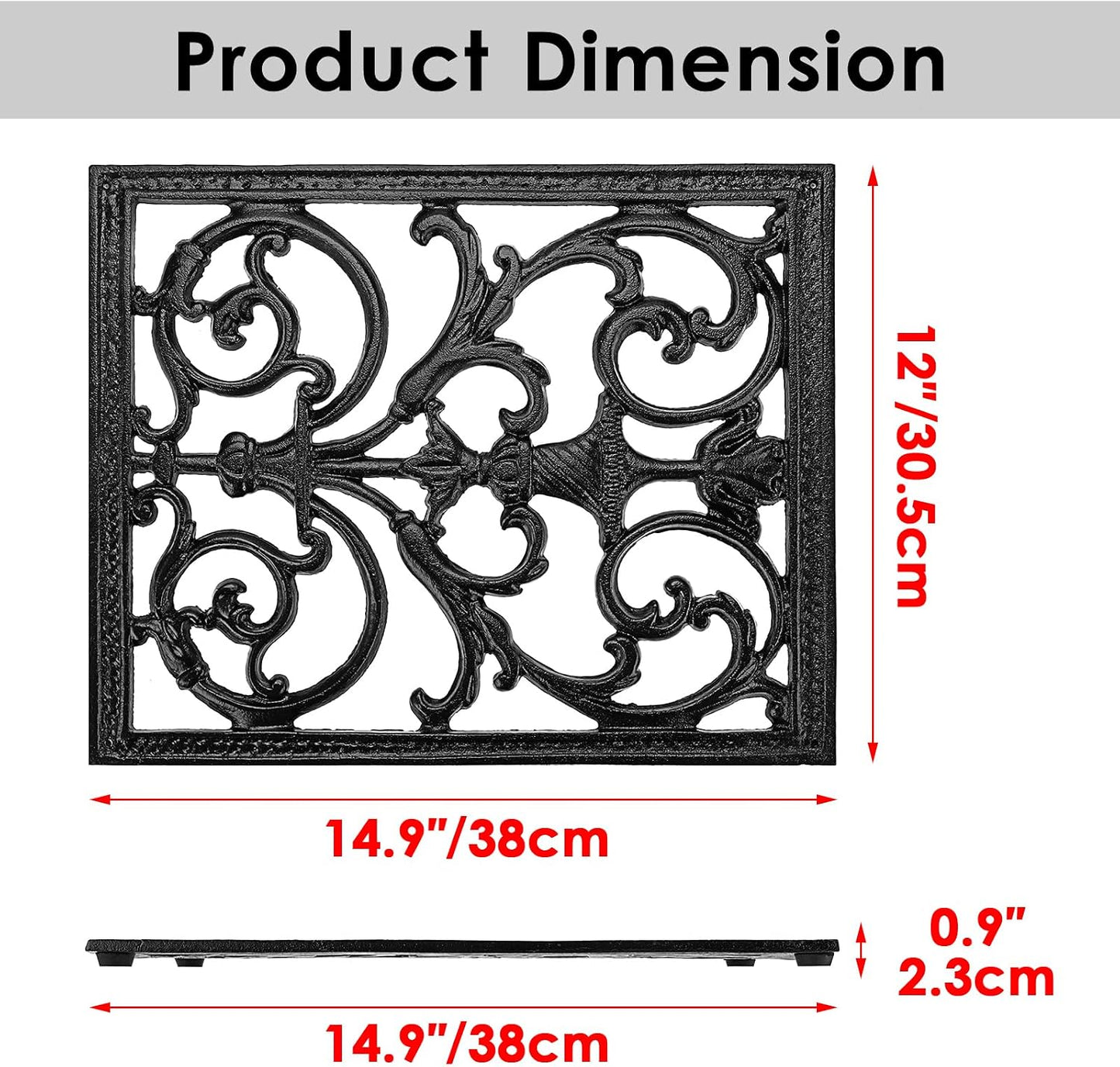 Sumnacon Extra Large Trivets for Hot Dishes,14.9 x 12 Inch Cast Iron Trivet with Rubber Feets,Heat Resistant Trivets