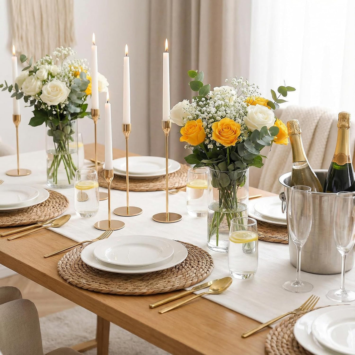 Round Woven Placemats 8PCS 13.5in Rattan Chargers Wicker Place mats | Woven Placemats Boho Farmhouse Rustic Wicker
