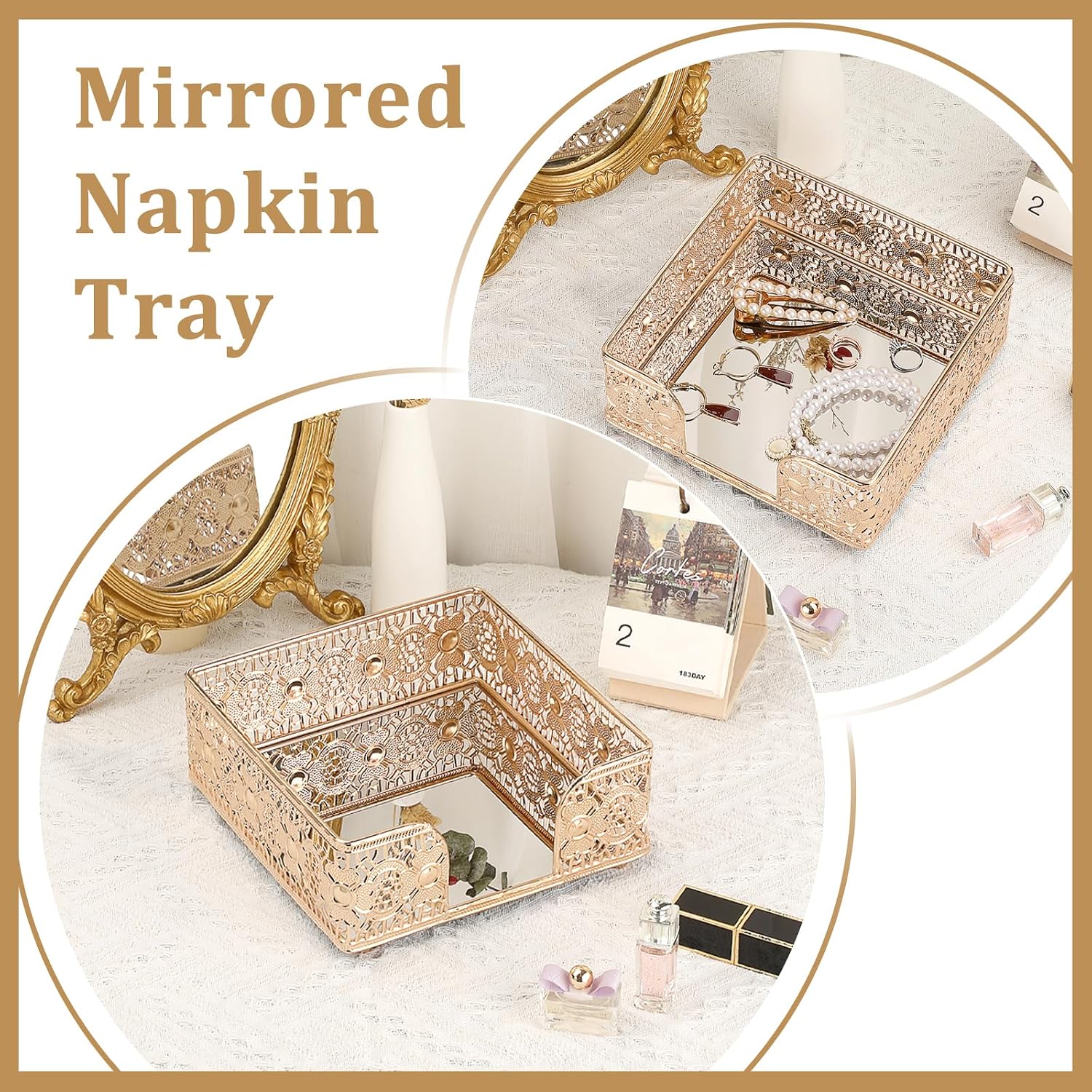 Luncheon Napkin Holder / Gold / 7.3 x 7.3 / Inch/luncheon
