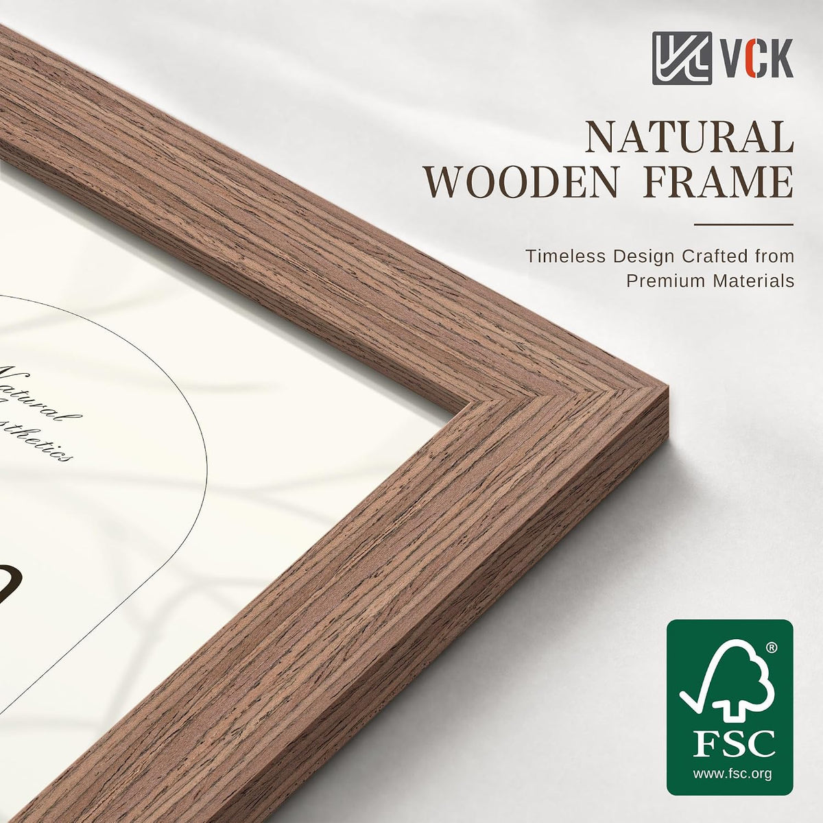 VCK 13x19 Picture Frames Set of 3, Walnut Woodgrain, Wall Hanging | Wide Border, Exclusive Woodgrain, Shatterproof