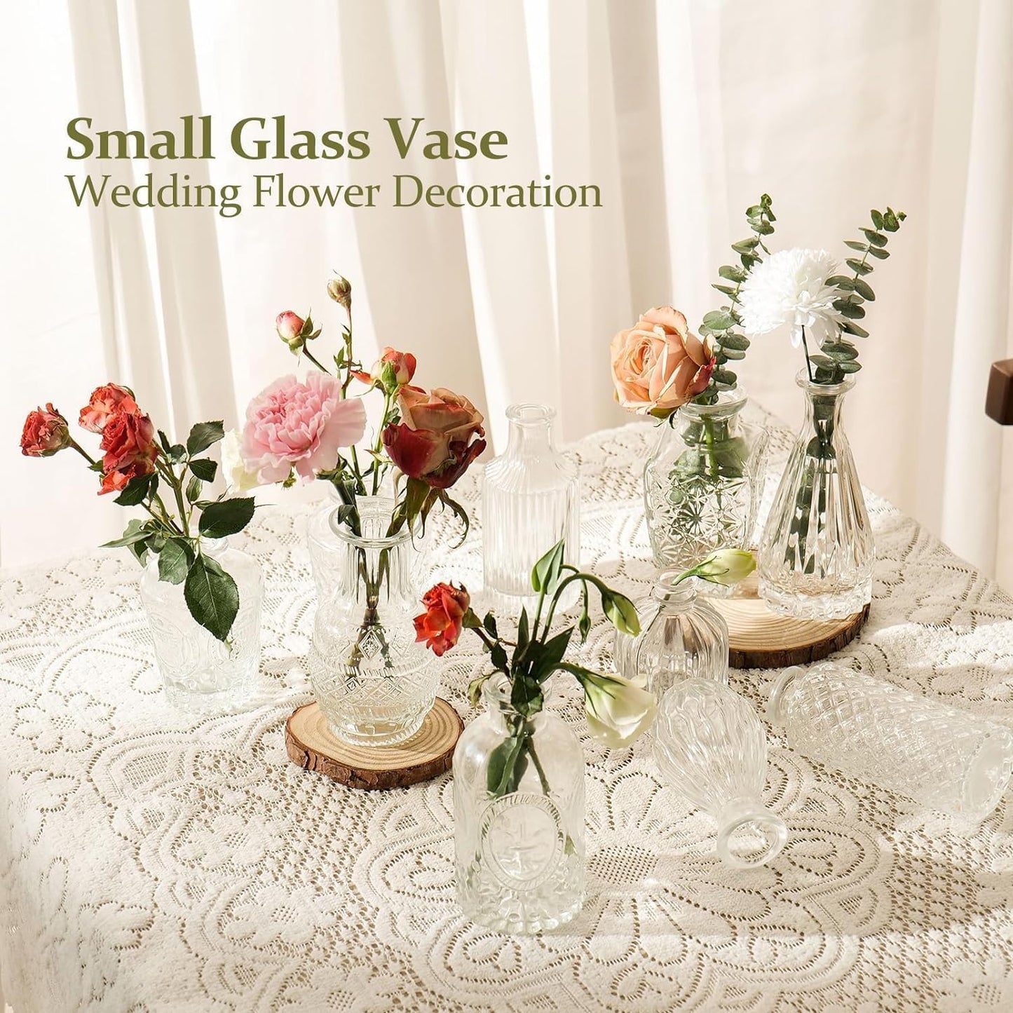 Bud Vases for Flowers / Clear / Set of 32