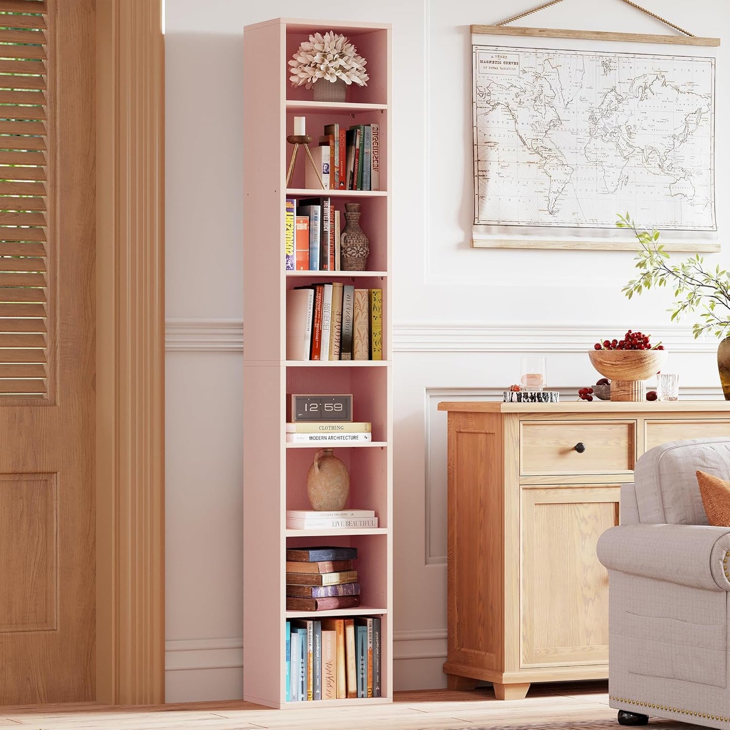 Floor Standing Display Storage Shelves in Tall / Pink / 71 Inch