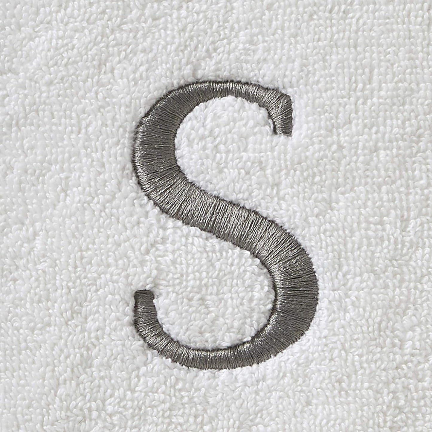 SKL Home Casual Monogram Hand Towel Set-2pc, Embroidered S, White | Available in letters A-Z. Personalized style for