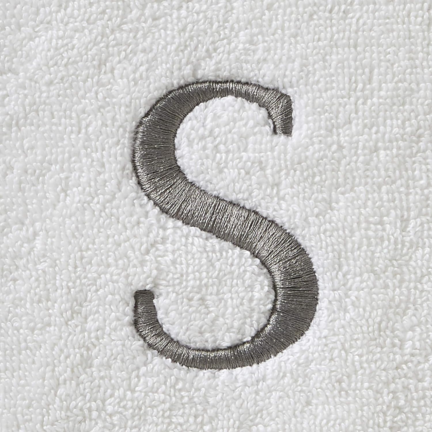 SKL Home Casual Monogram Hand Towel Set-2pc, Embroidered S, White | Available in letters A-Z. Personalized style for
